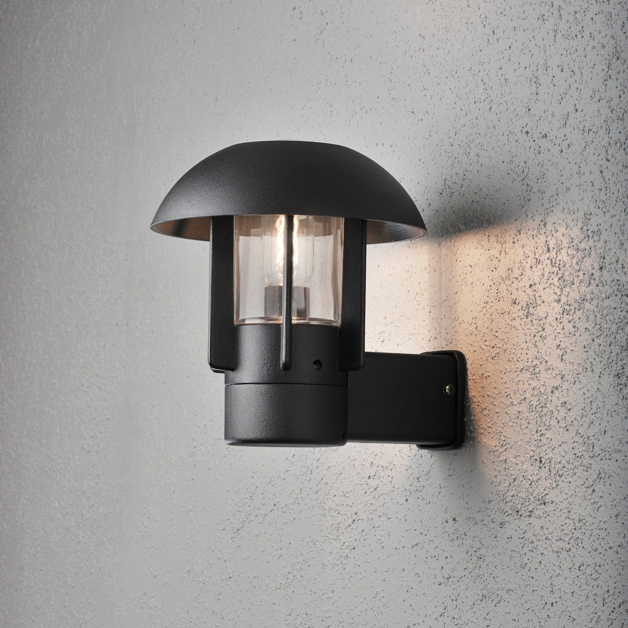 Konstsmide Heimdal Wall Light - Matt Black with Clear Glass