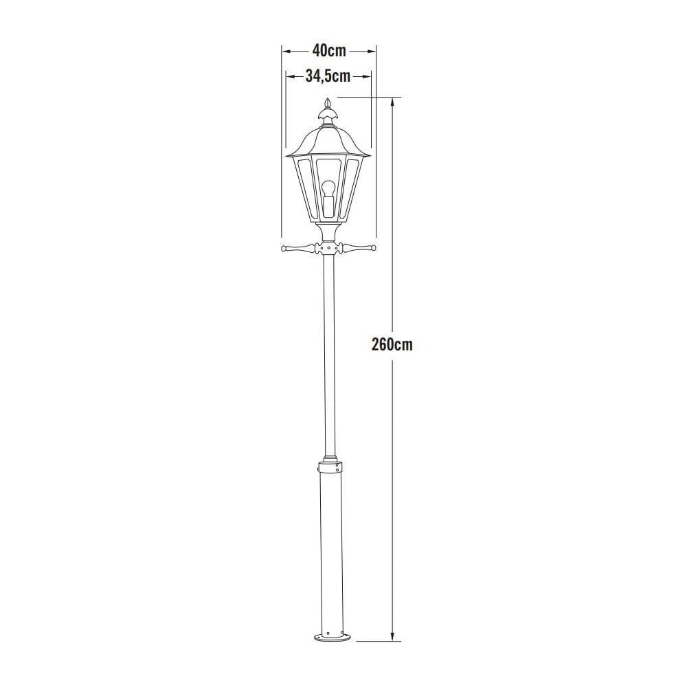 Konstsmide Pallas Lampost (With Taurus Column and Ladder Bracket) - Matt Black