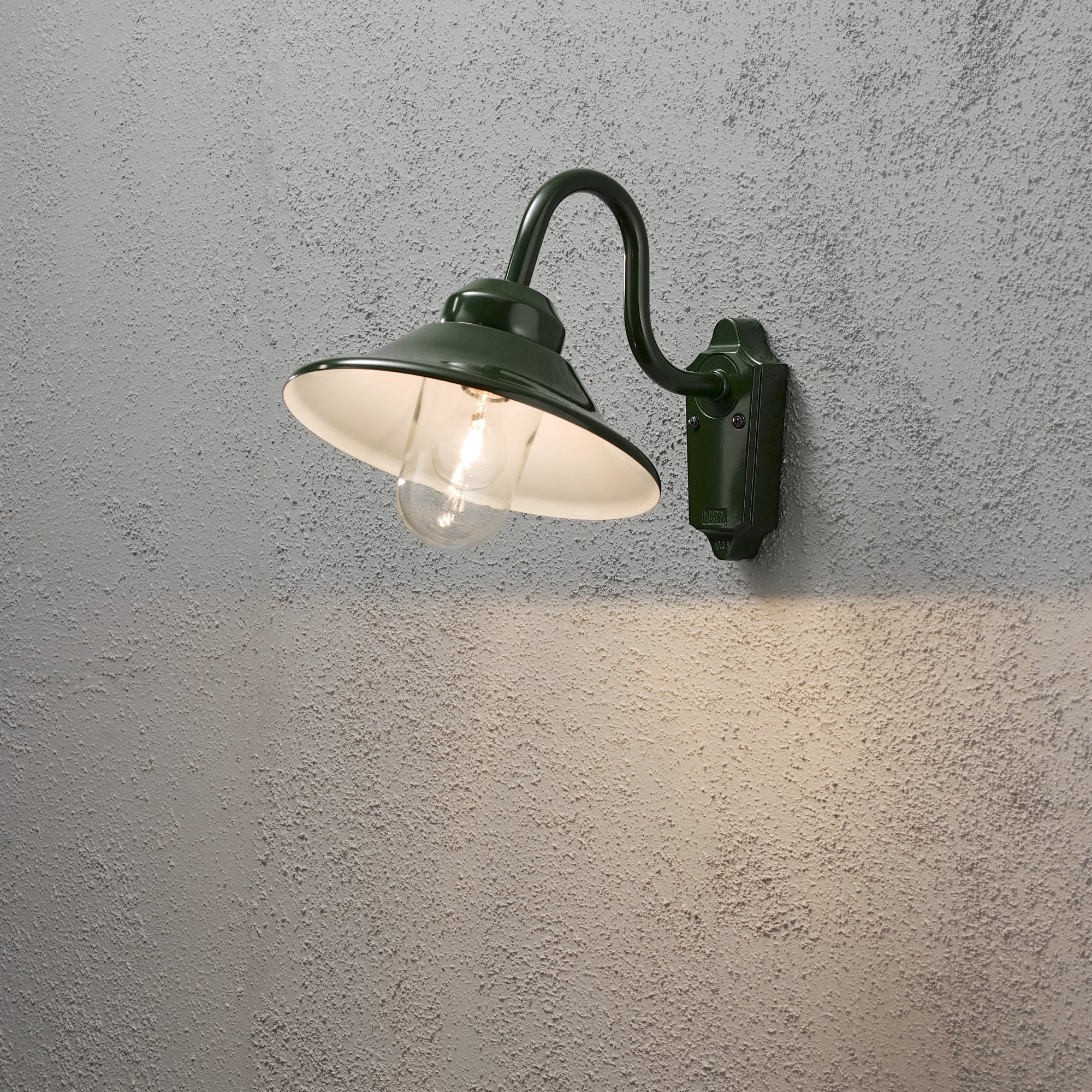 Konstsmide Vega Hooded Wall Light - Curved Arm - Green