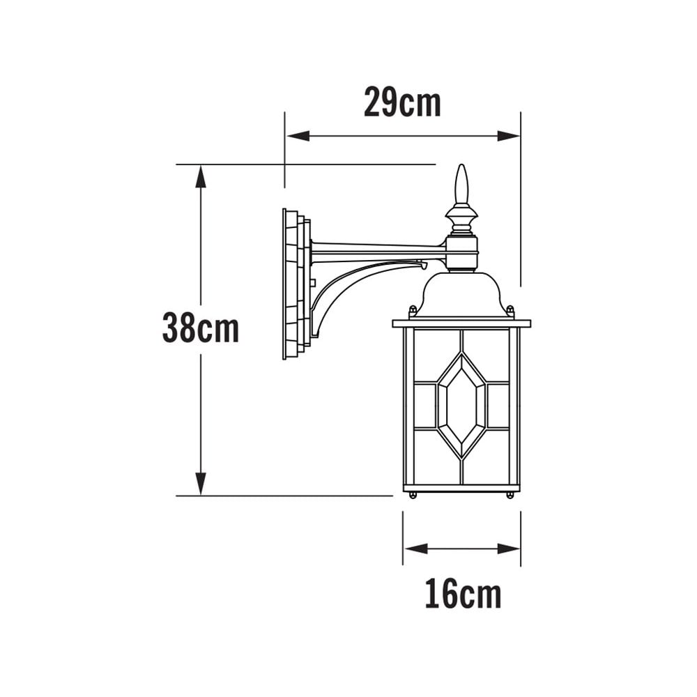 Konstsmide Milano Down Wall Lantern - Black