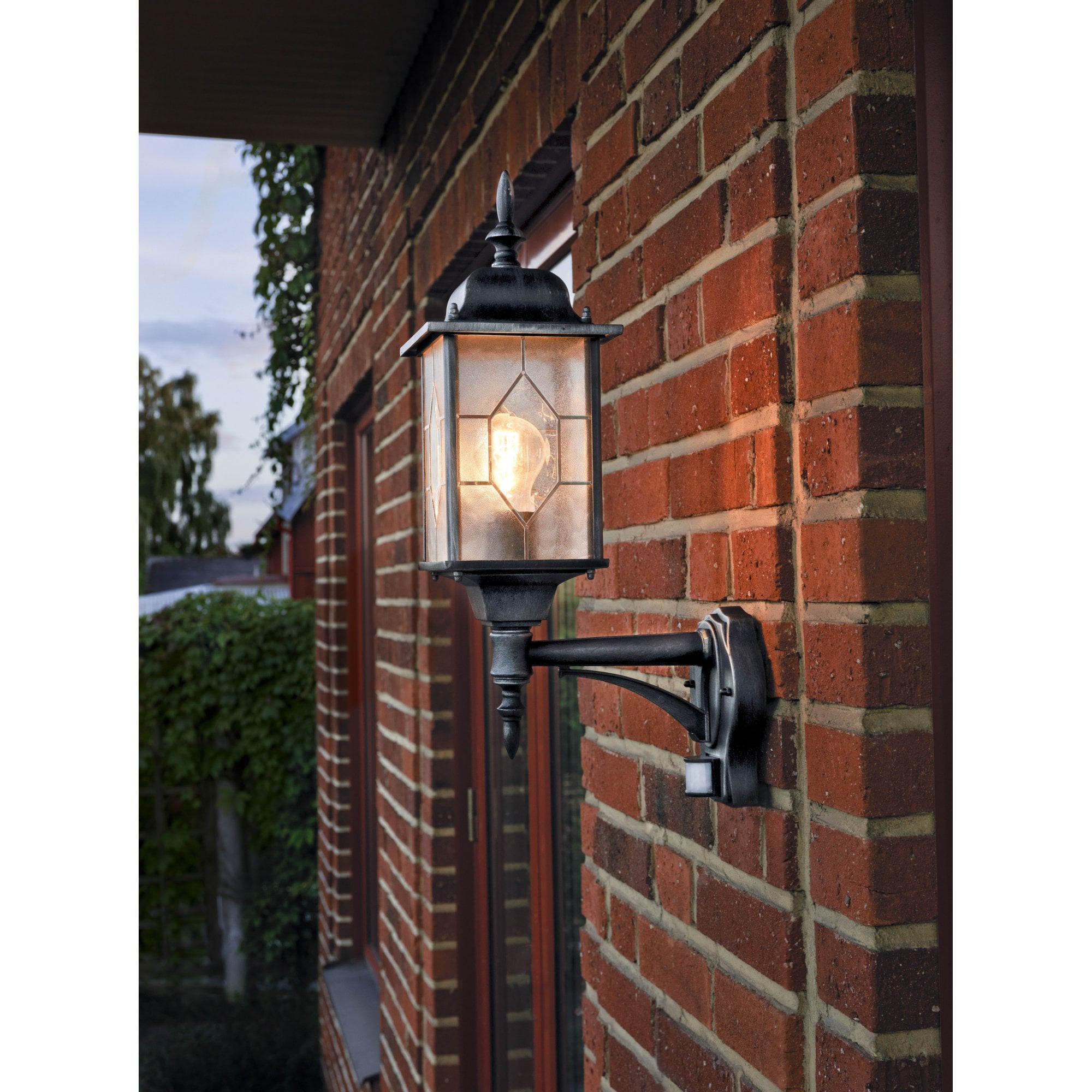 Konstsmide Milano Up Wall Lantern with PIR - Matt Black
