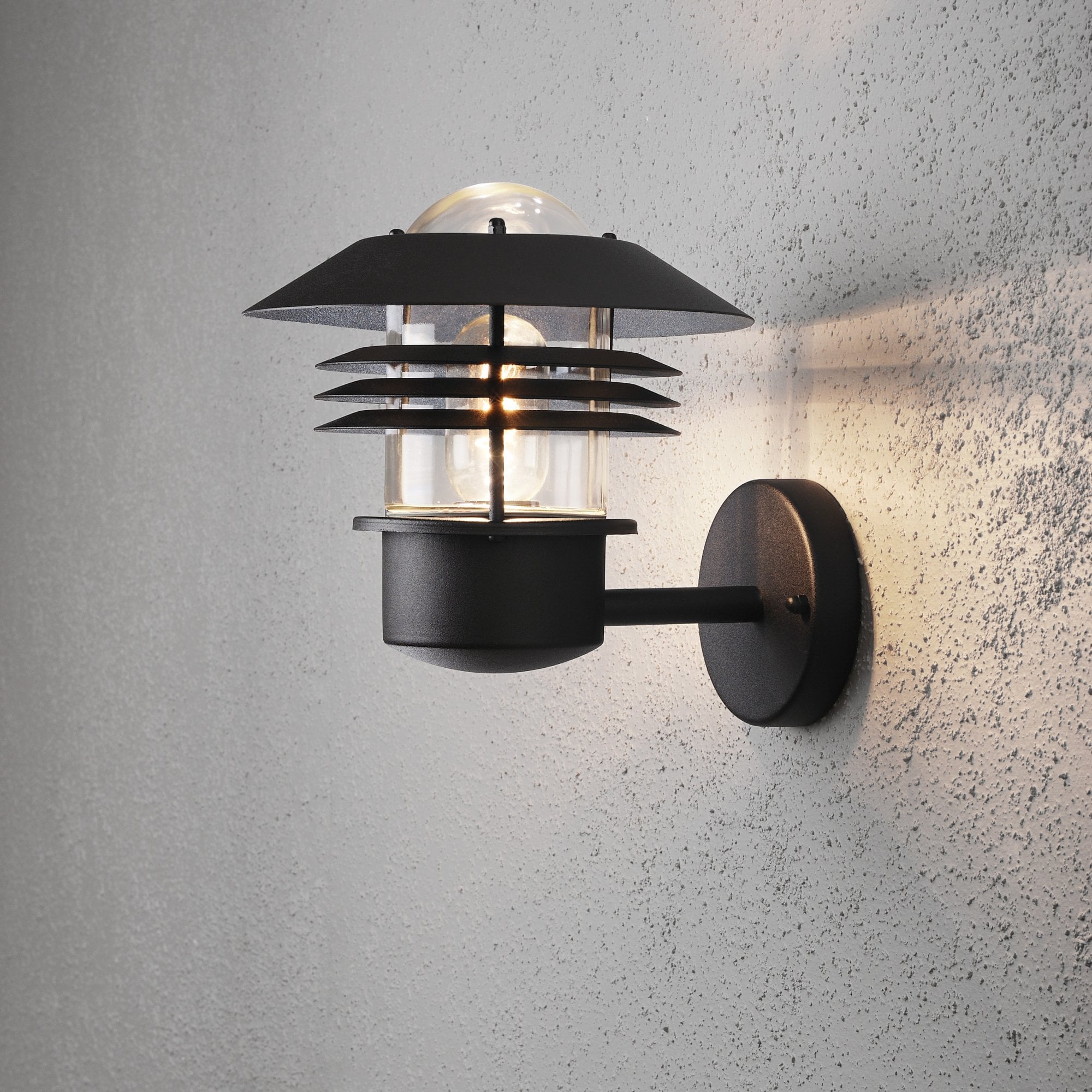 Konstsmide Modena Louvre Up Wall Lantern - Matt Black