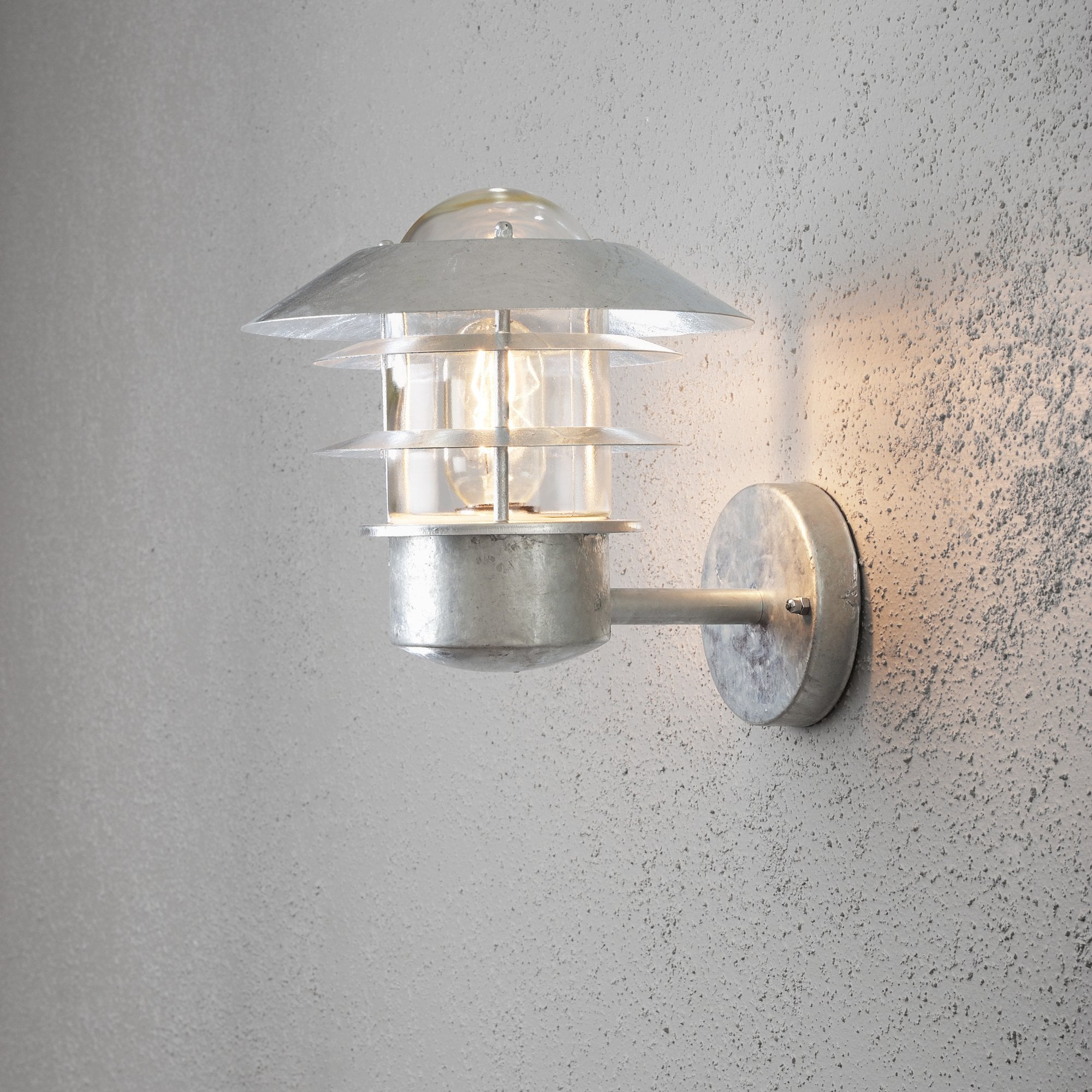 Konstsmide Modena Up Wall Lantern - Galvanised Steel