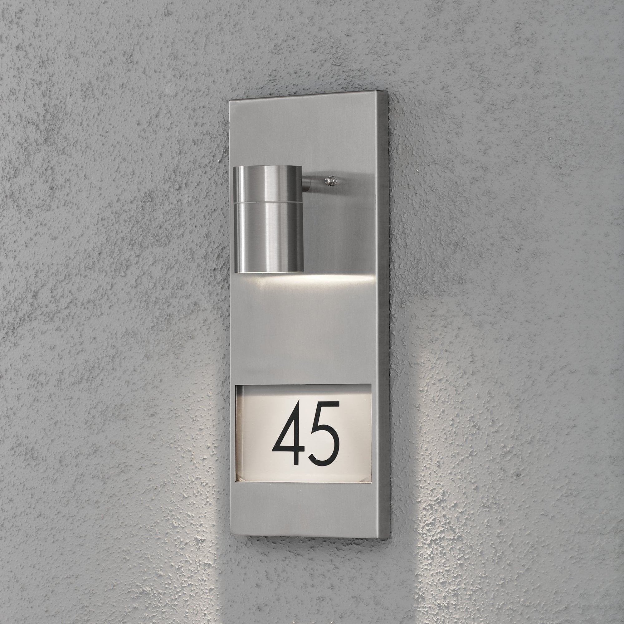 Konstsmide Modena House Number Wall Light - Stainless Steel