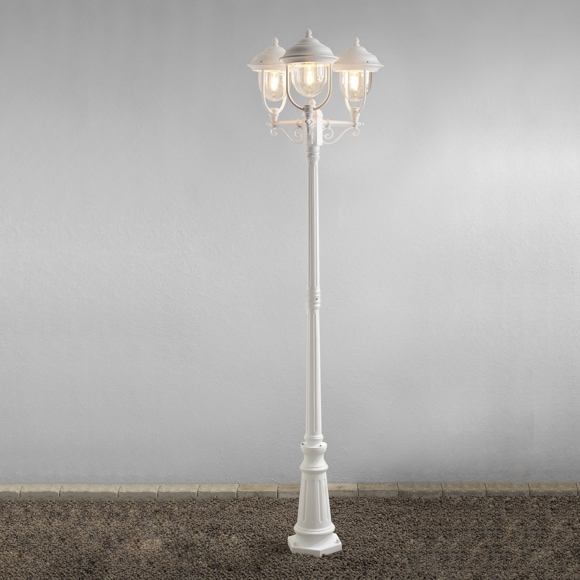Konstsmide Parma Triple Head Lampost - Matt White
