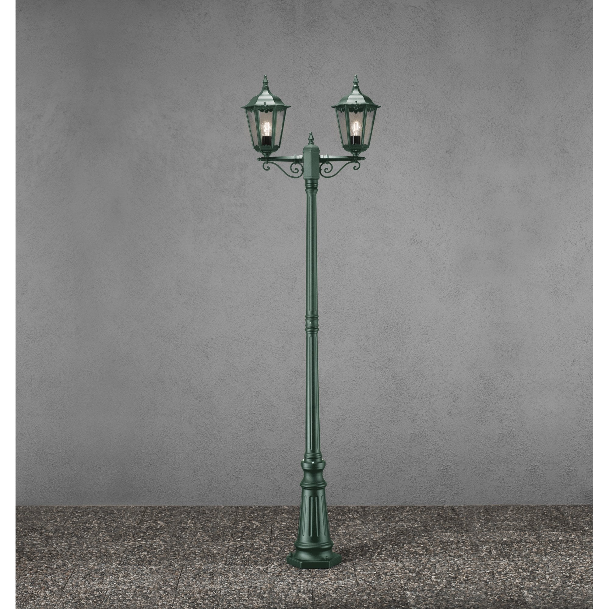Konstsmide Firenze Twin Head Lampost - Green
