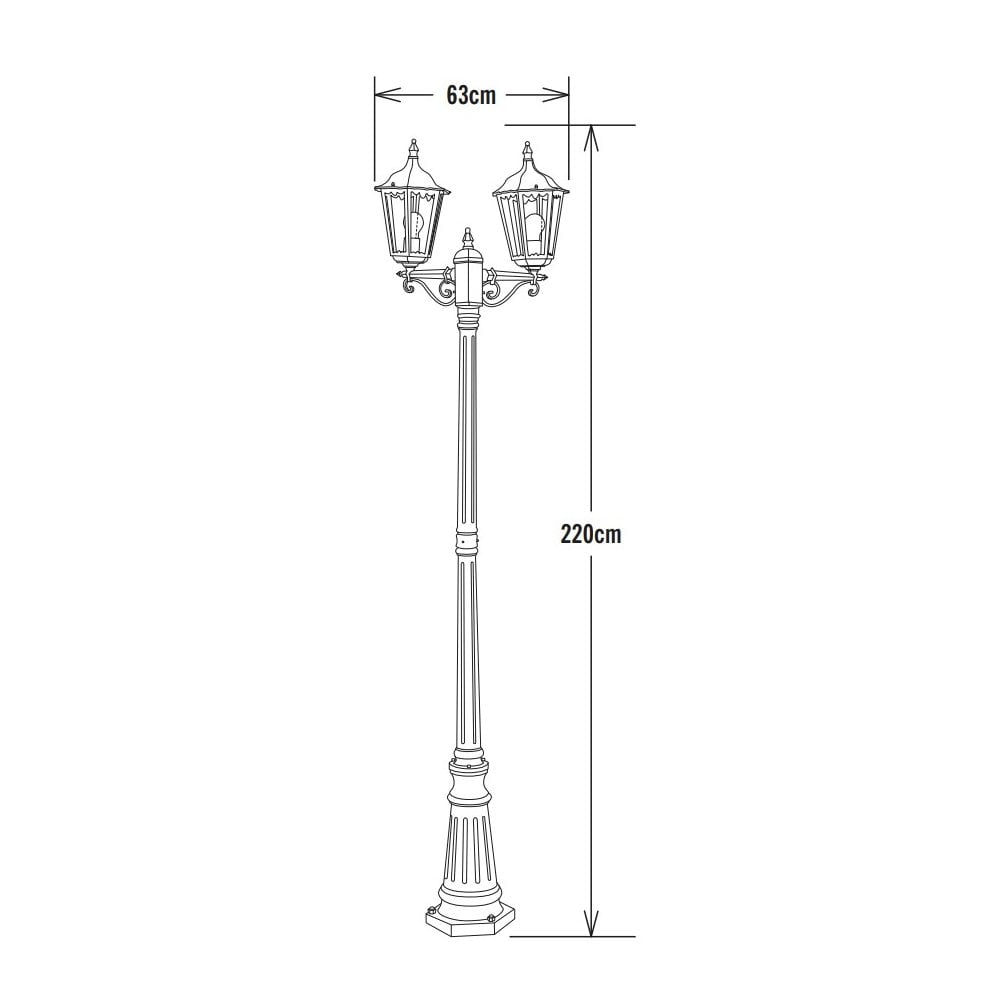 Konstsmide Firenze Twin Head Lampost - Matt Black