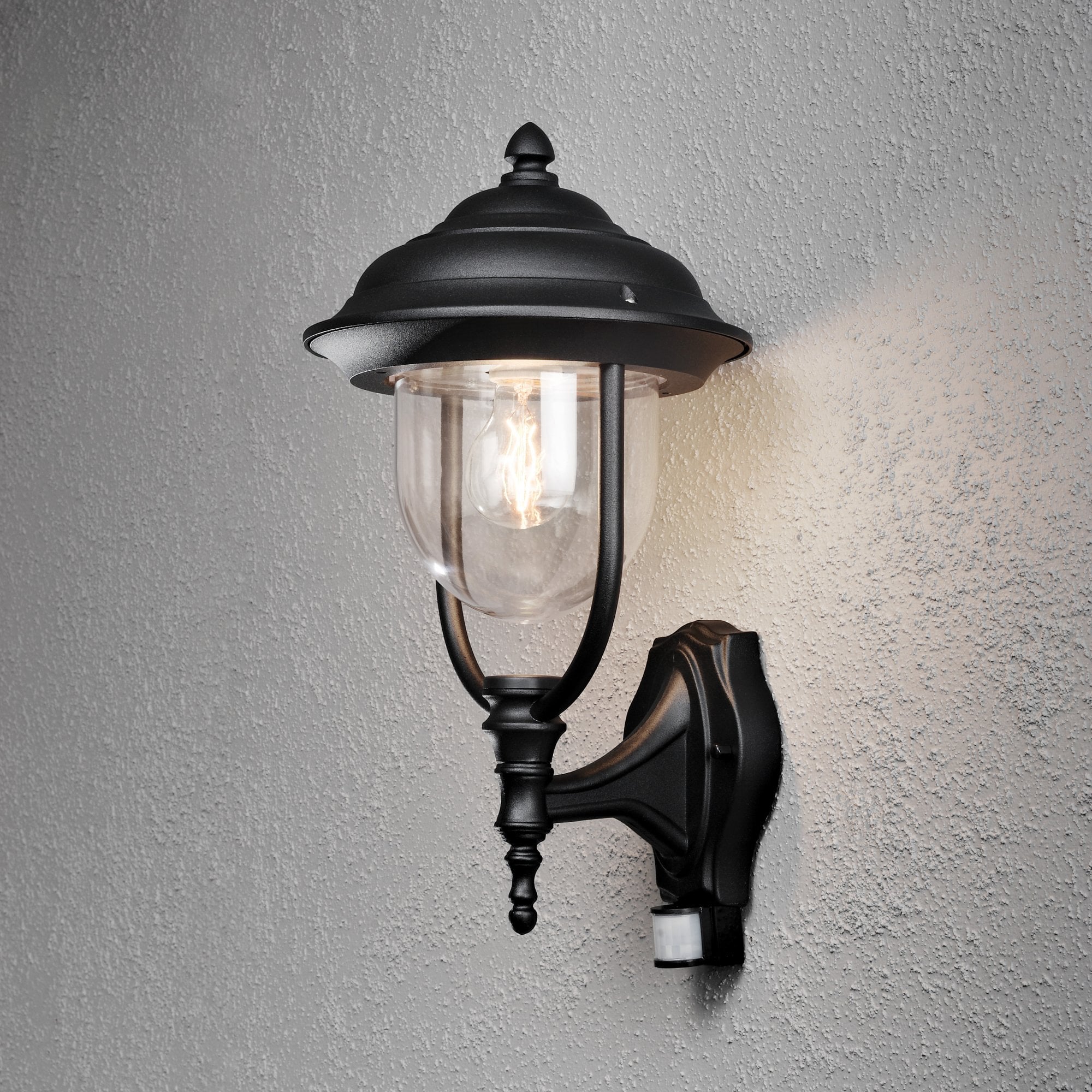 Konstsmide Parma Up Wall Light With PIR - Matt Black