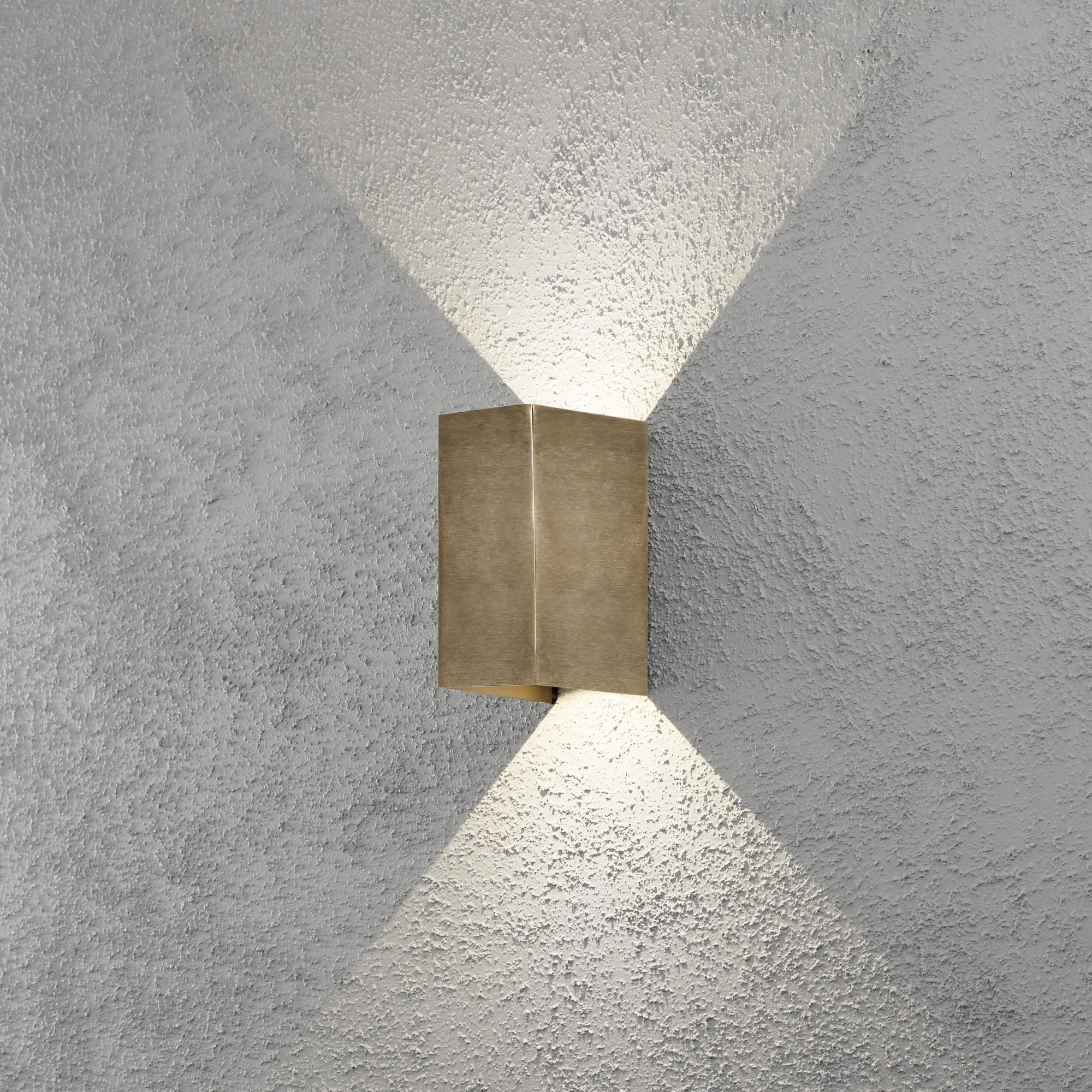 Konstsmide Cremona Rectangular LED Up/Down Wall Light - Brass