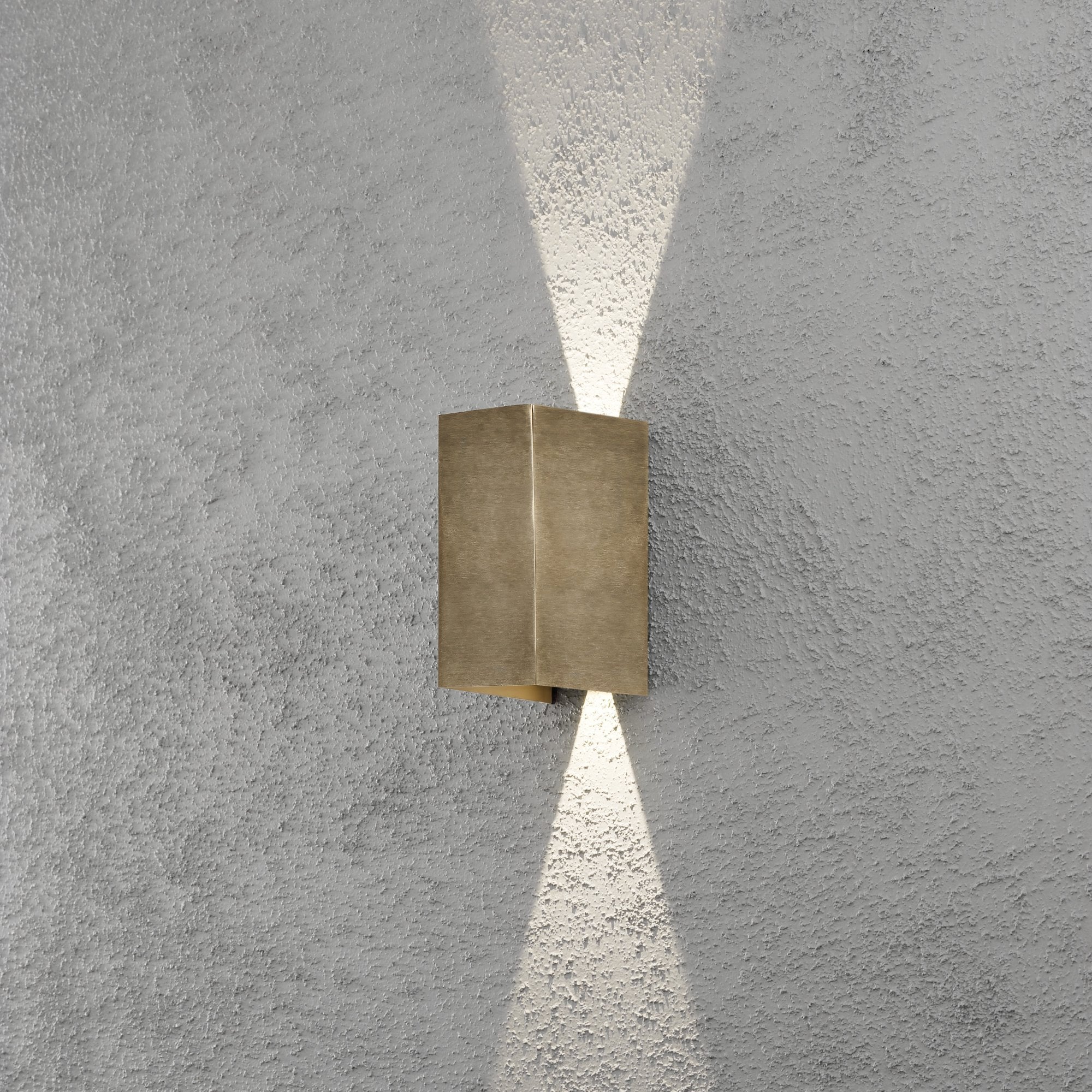 Konstsmide Cremona Rectangular LED Up/Down Wall Light - Brass