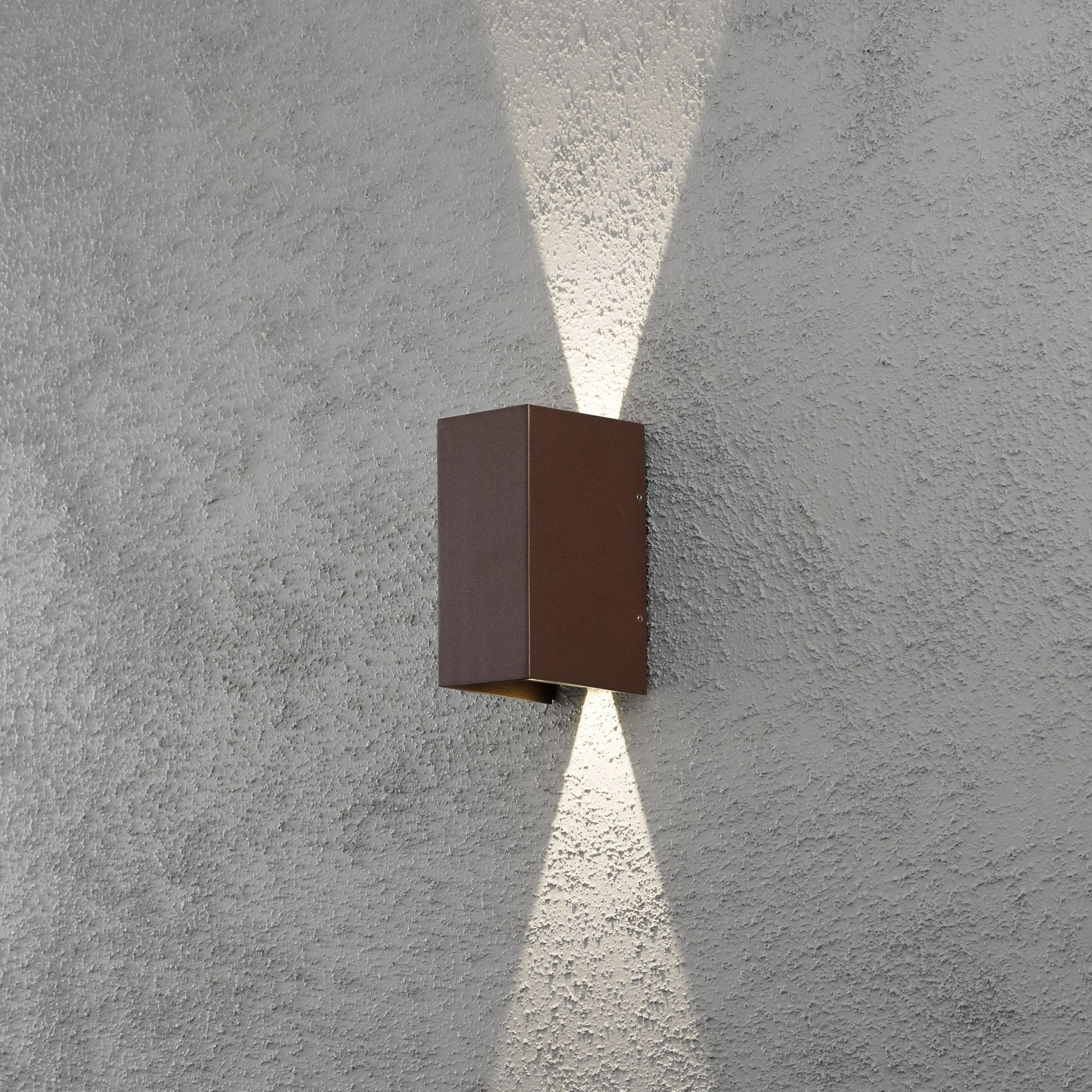 Konstsmide Cremona Rectangular LED Up/Down Wall Light - Rust