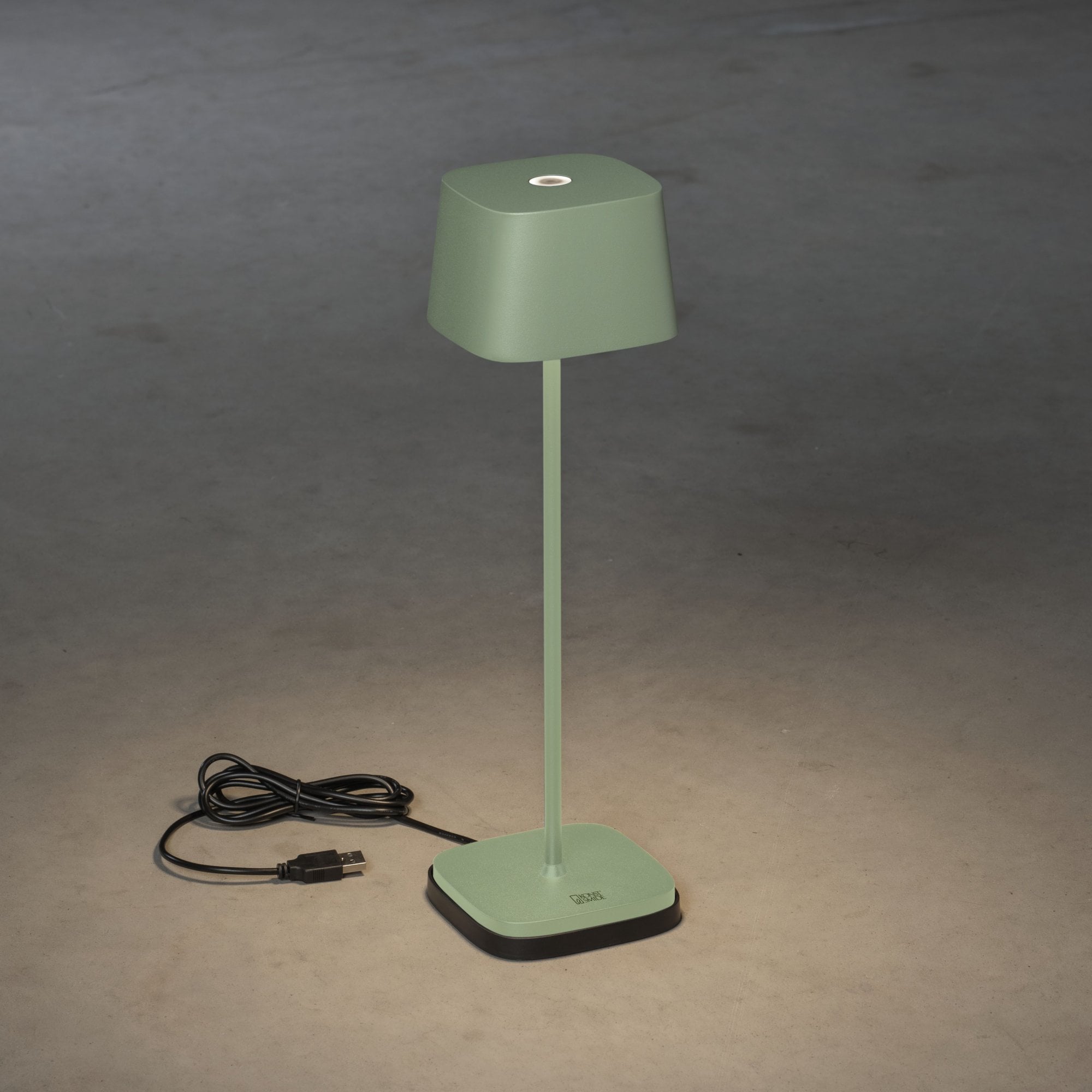 Konstsmide Capri LED Table Lamp with USB - Matt Green Grey