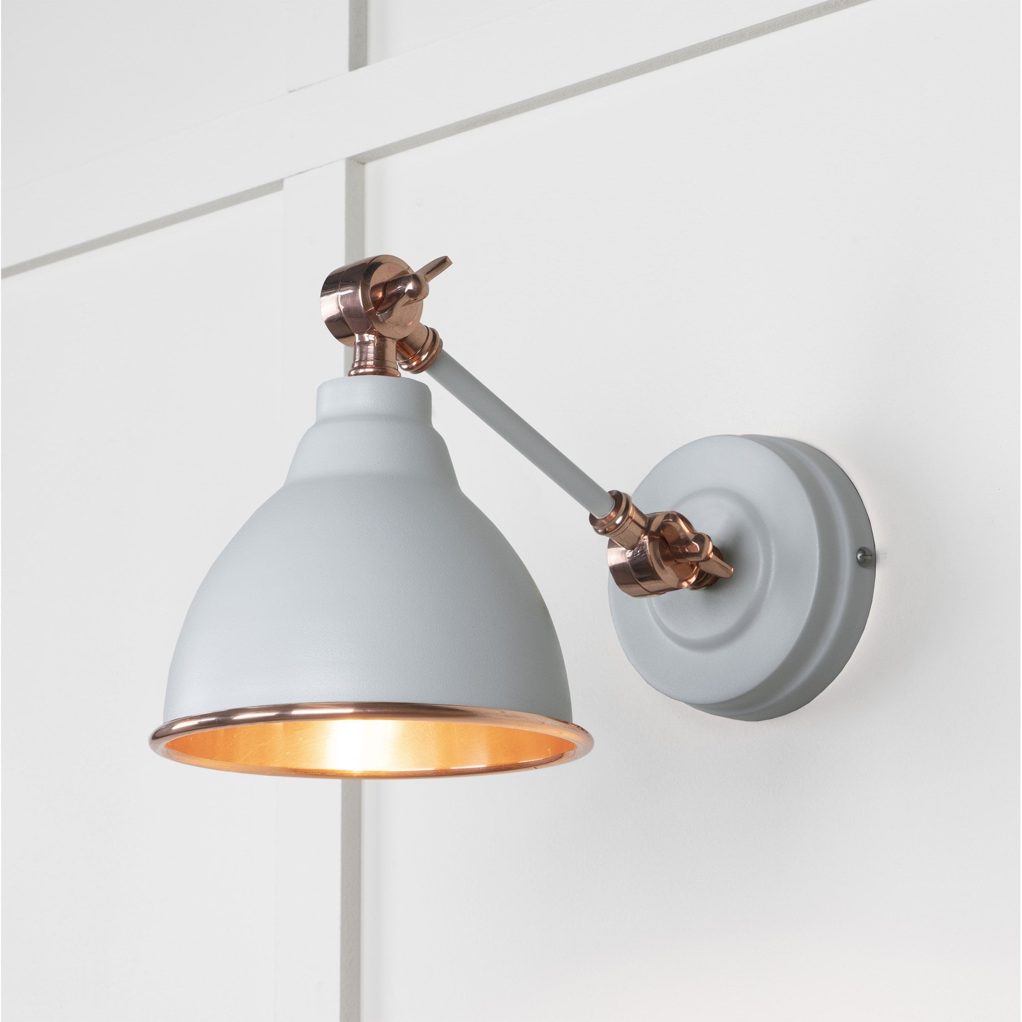 From The Anvil Smooth Copper Brindley Wall Light - Birch (Pale Grey)