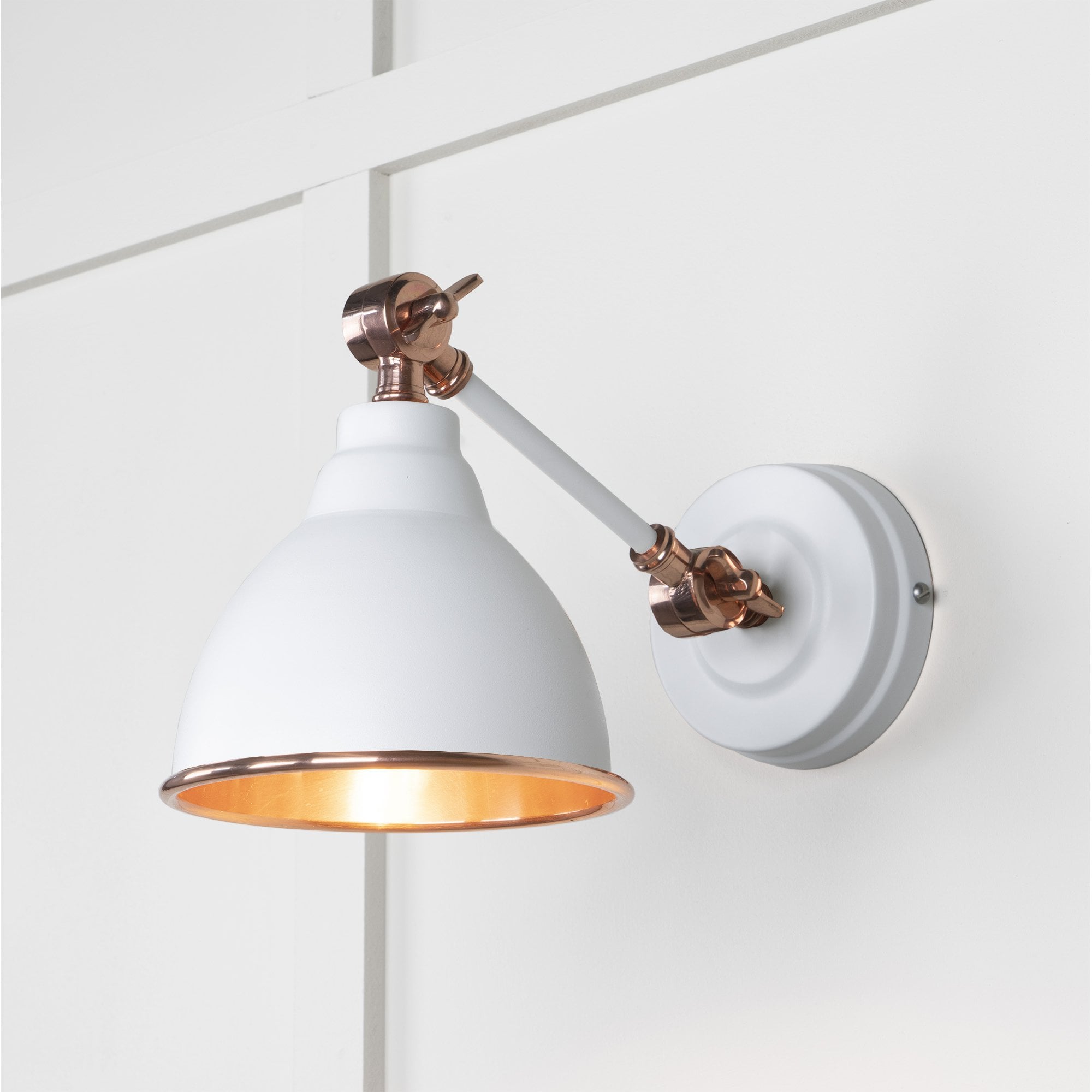 From The Anvil Smooth Copper Brindley Wall Light - Flock (Matt White)