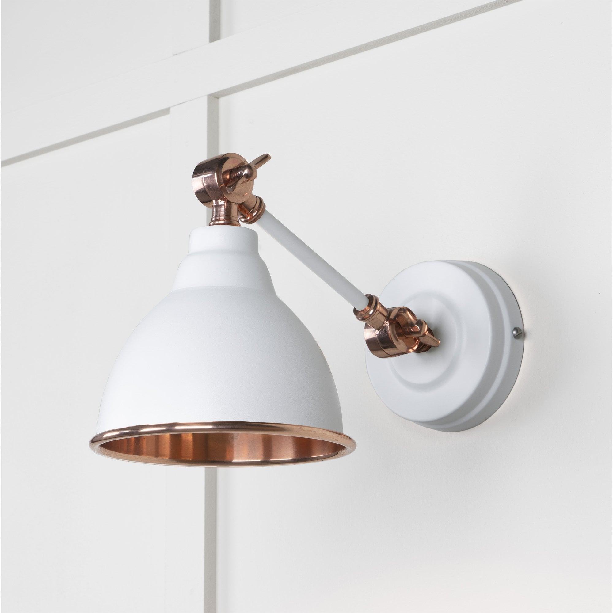 From The Anvil Smooth Copper Brindley Wall Light - Flock (Matt White)