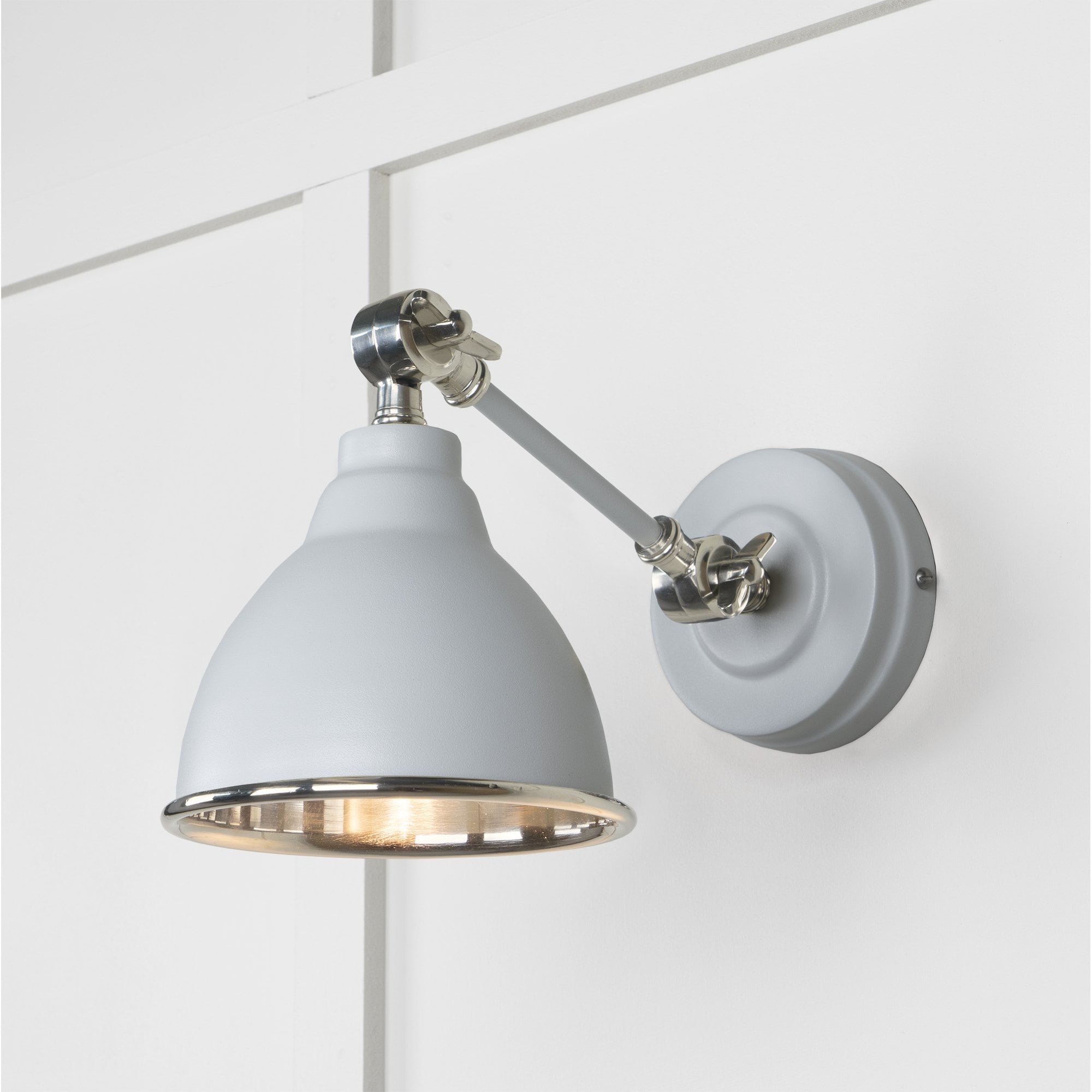 From The Anvil Smooth Nickel Brindley Wall Light - Birch (Pale Grey)