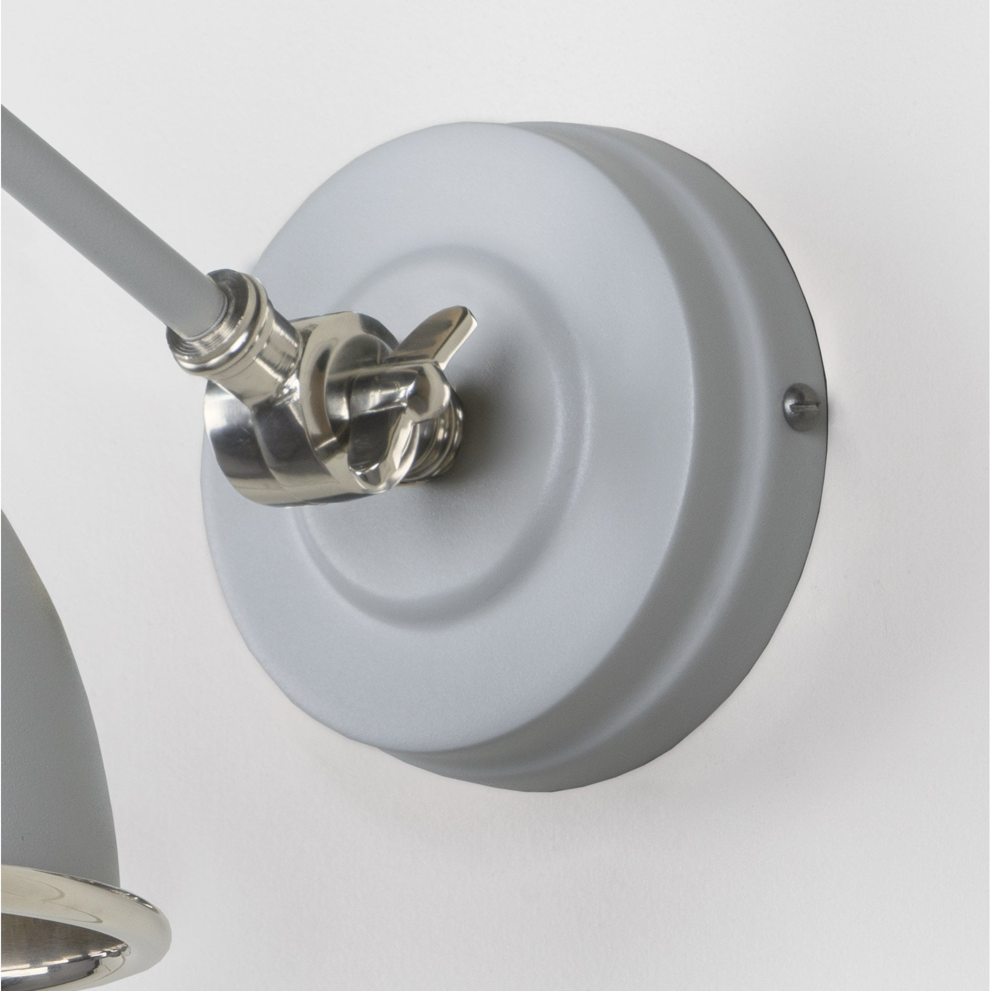 From The Anvil Smooth Nickel Brindley Wall Light - Birch (Pale Grey)