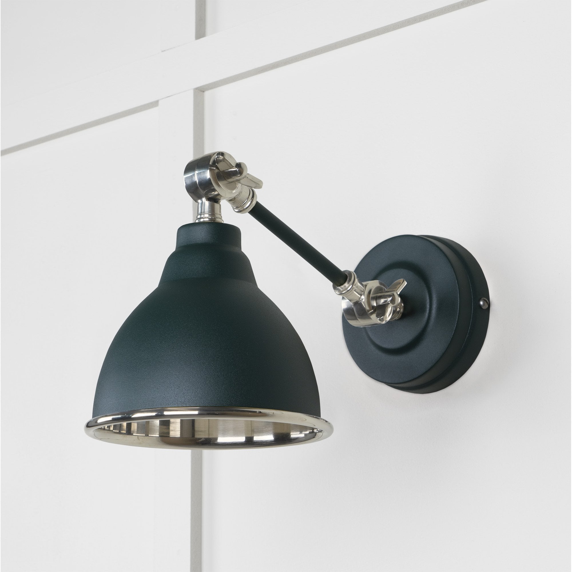 From The Anvil Smooth Nickel Brindley Wall Light - Dingle (Rich Green)