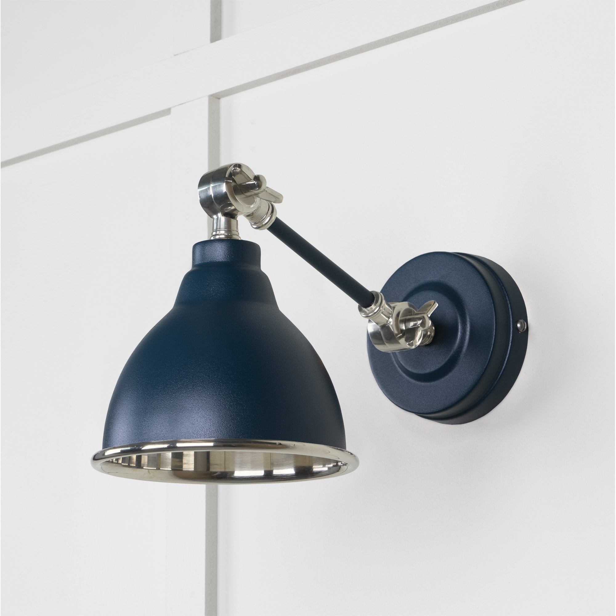 From The Anvil Smooth Nickel Brindley Wall Light - Dusk (Dark Blue/Grey)