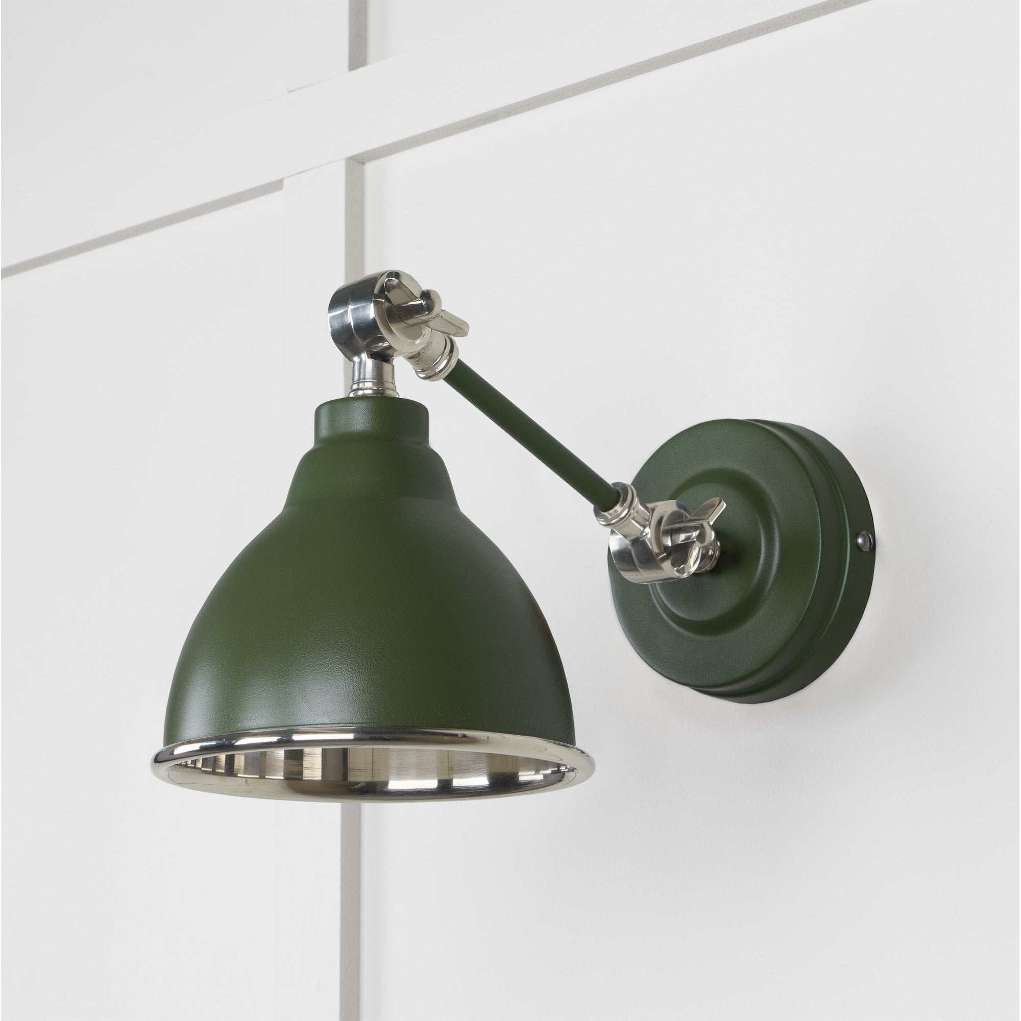 From The Anvil Smooth Nickel Brindley Wall Light - Heath (Earthy Green)