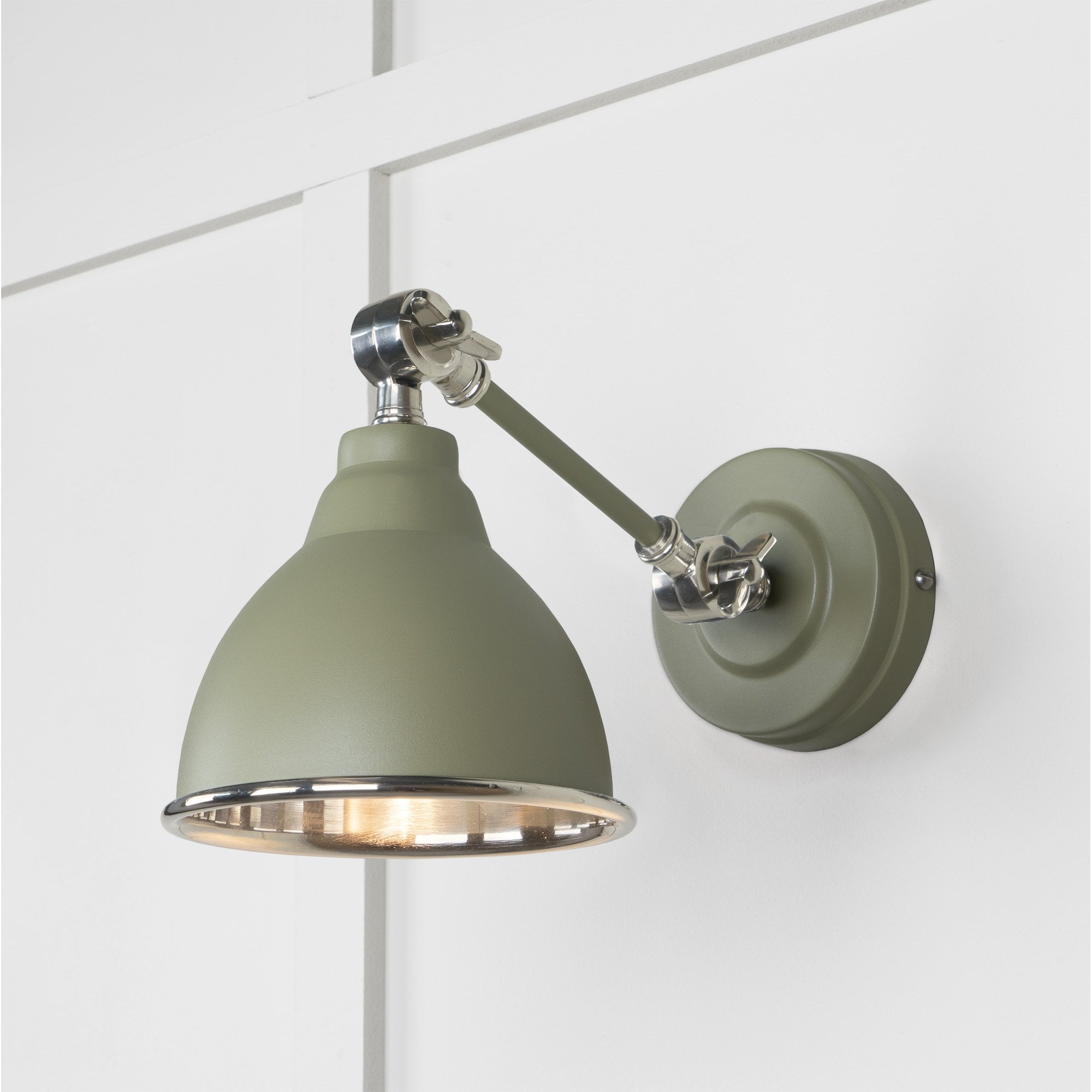 From The Anvil Smooth Nickel Brindley Wall Light - Tump (Pale Green)