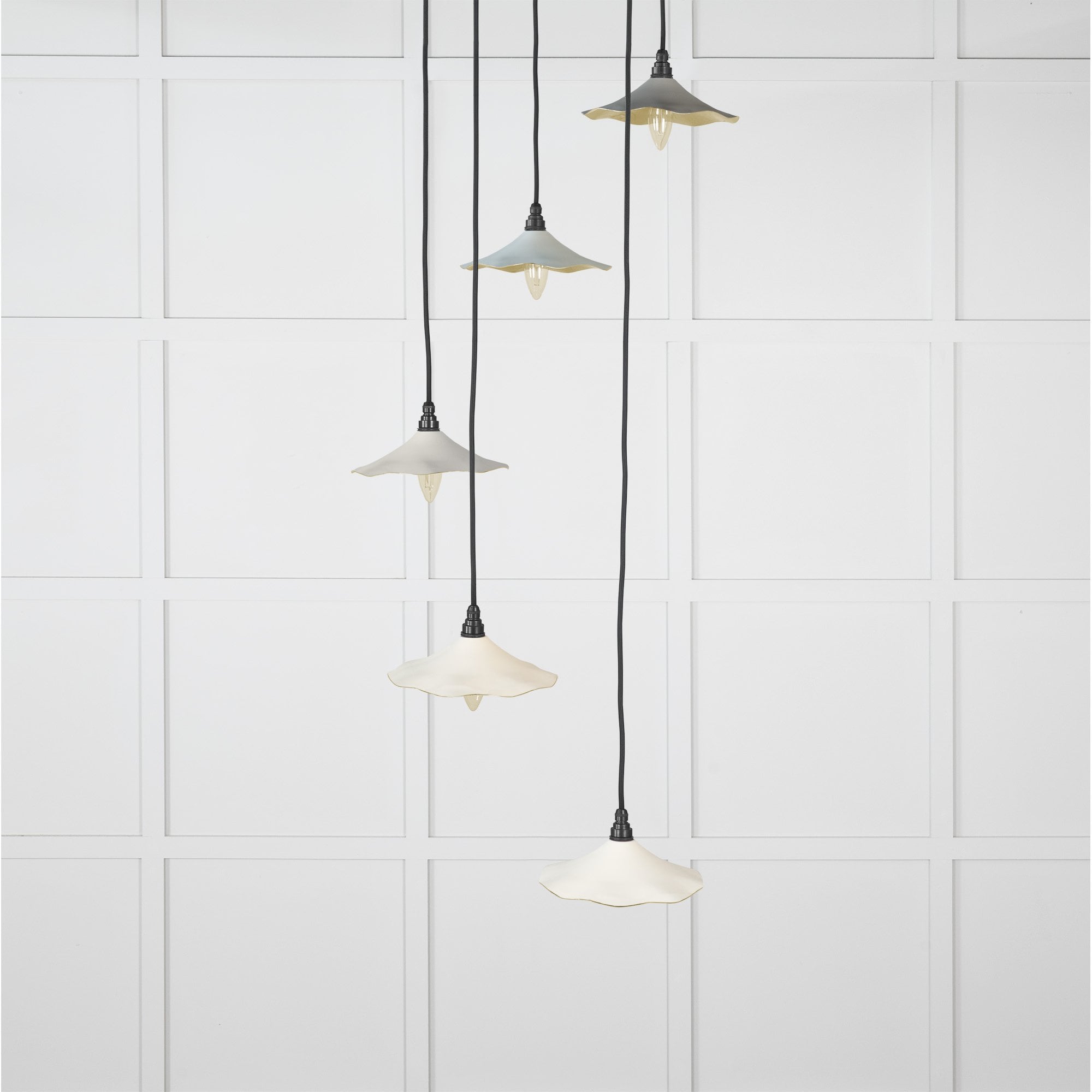 From The Anvil Smooth Brass Flora Cluster Pendant - Teasel (Off White/Cream)