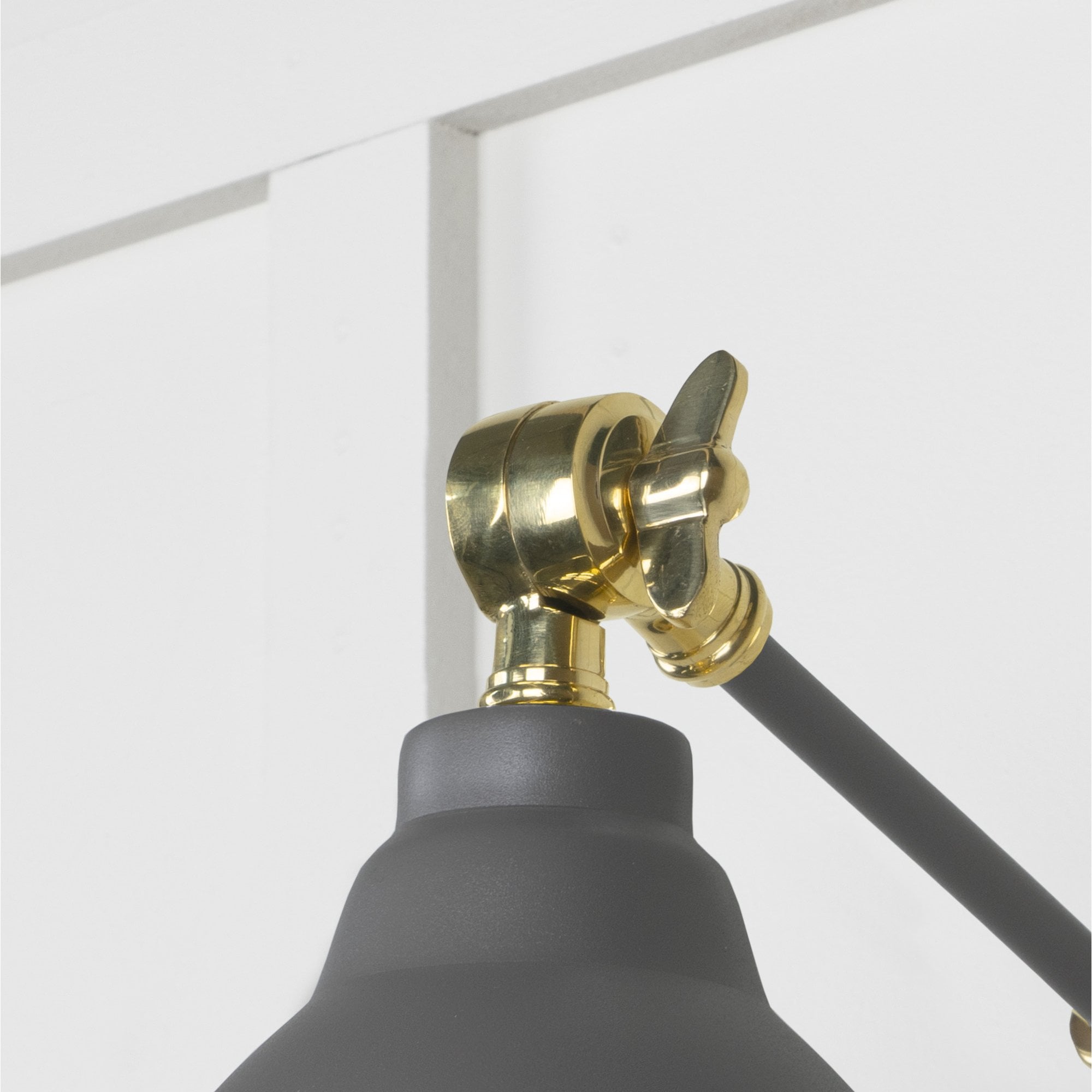 From The Anvil Smooth Brass Brindley Wall Light - Bluff (Warm Grey)