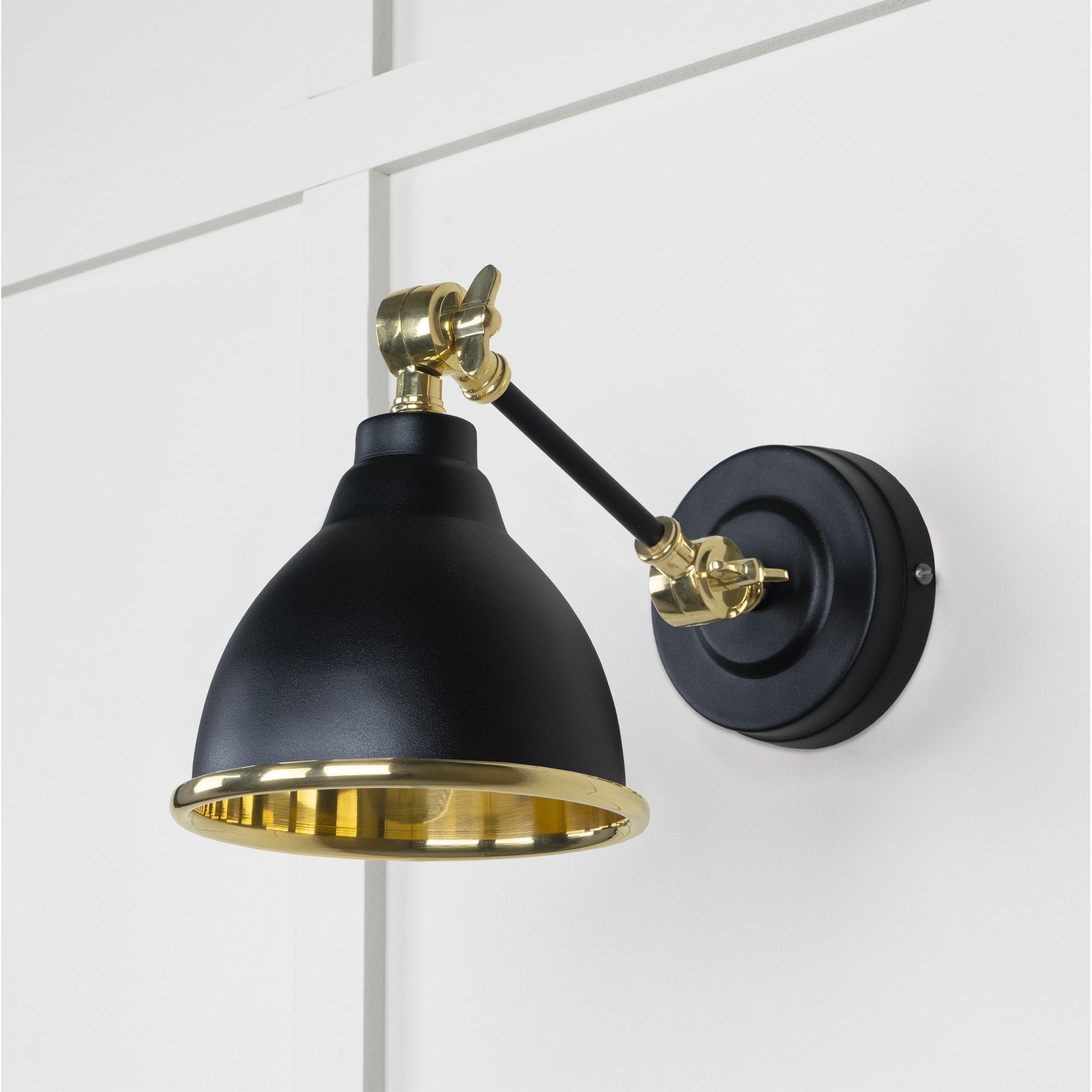 From The Anvil Smooth Brass Brindley Wall Light - Elan Black