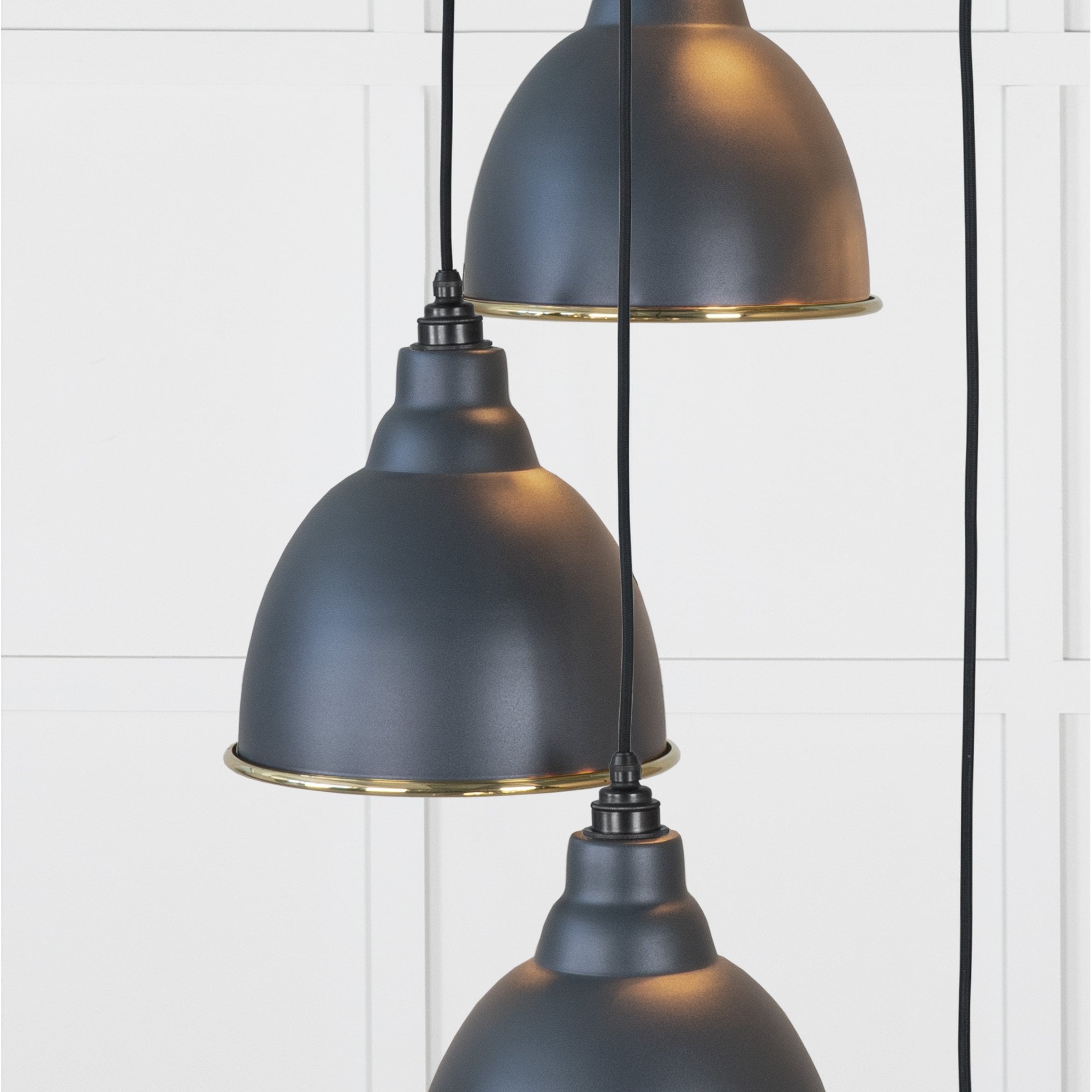 From The Anvil Hammered Brass Brindley Cluster Pendant - Soot (Dark Grey)