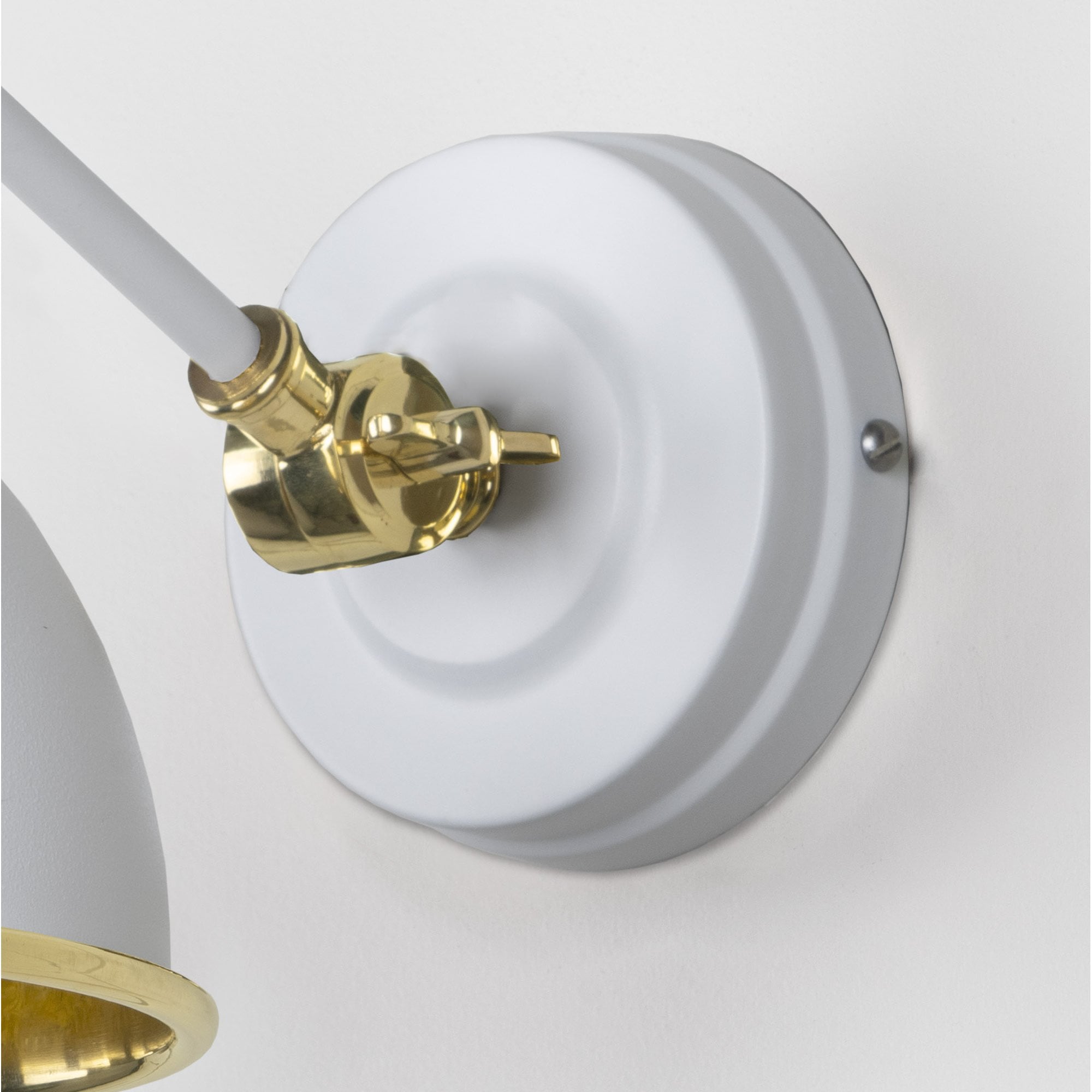 From The Anvil Smooth Brass Brindley Wall Light - Flock (Matt White)