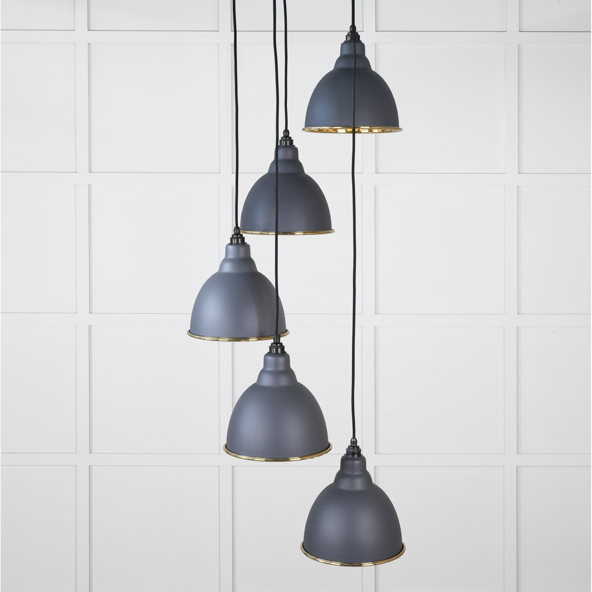 From The Anvil Hammered Brass Brindley Cluster Pendant - Slate (Mid Grey)