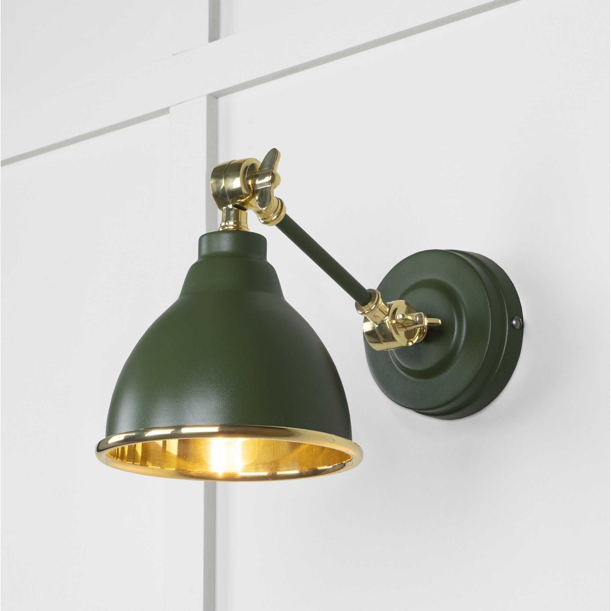 From The Anvil Smooth Brass Brindley Wall Light - Heath (Earthy Green)