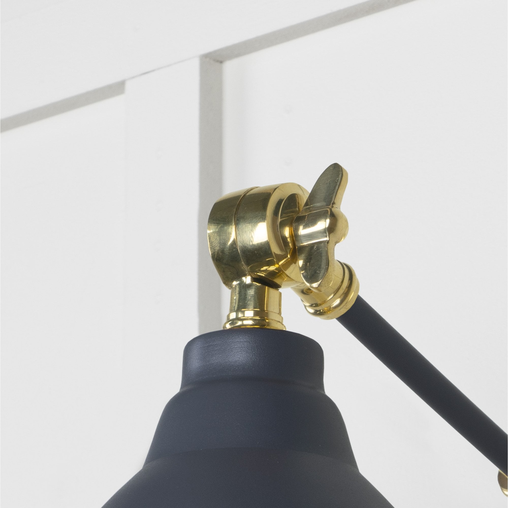 From The Anvil Smooth Brass Brindley Wall Light - Slate (Mid Grey)