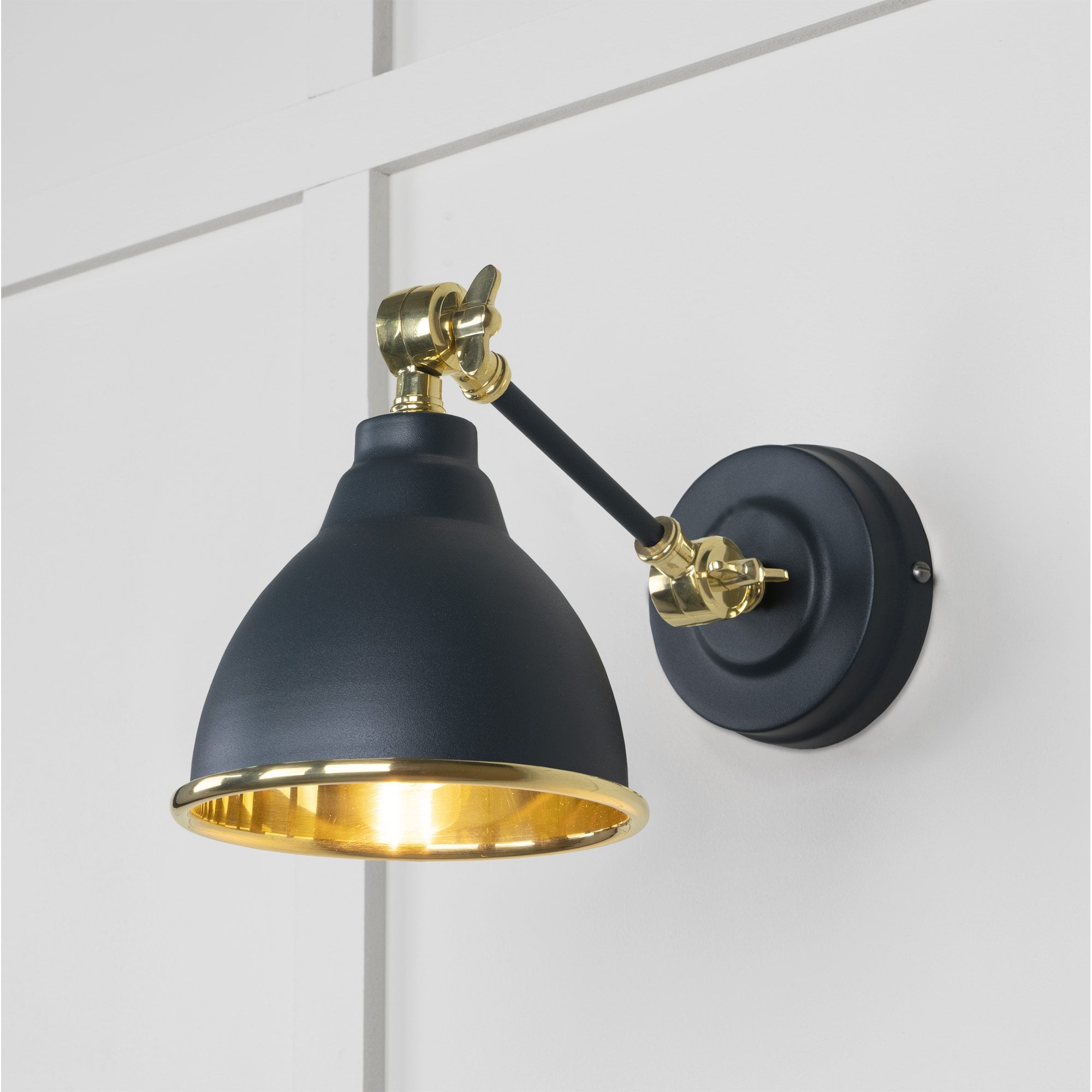 From The Anvil Smooth Brass Brindley Wall Light - Soot (Dark Grey)