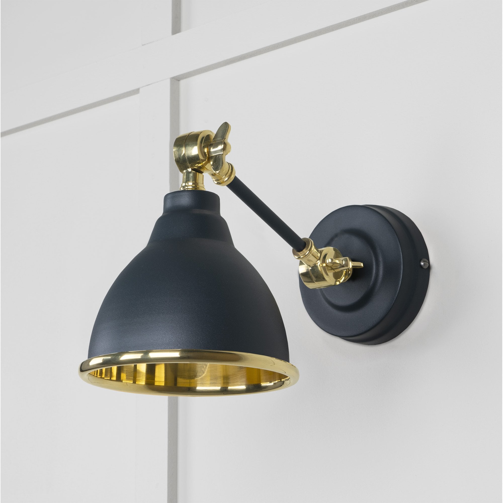 From The Anvil Smooth Brass Brindley Wall Light - Soot (Dark Grey)