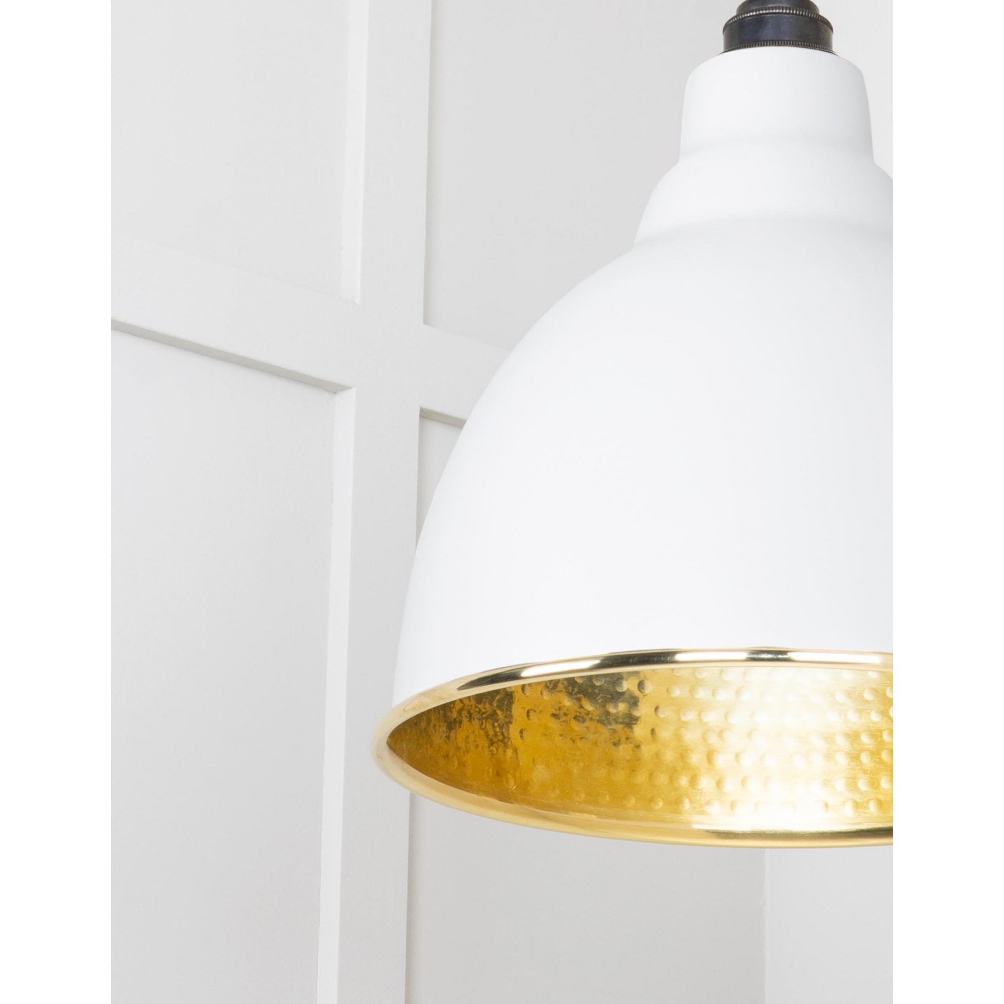 From The Anvil Hammered Brass Brindley Cluster Pendant - Flock (Matt White)