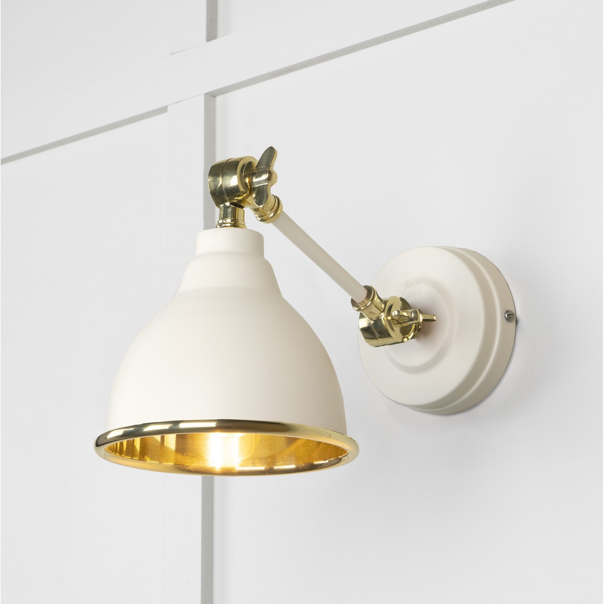 From The Anvil Smooth Brass Brindley Wall Light - Teasel (Off White/Cream)