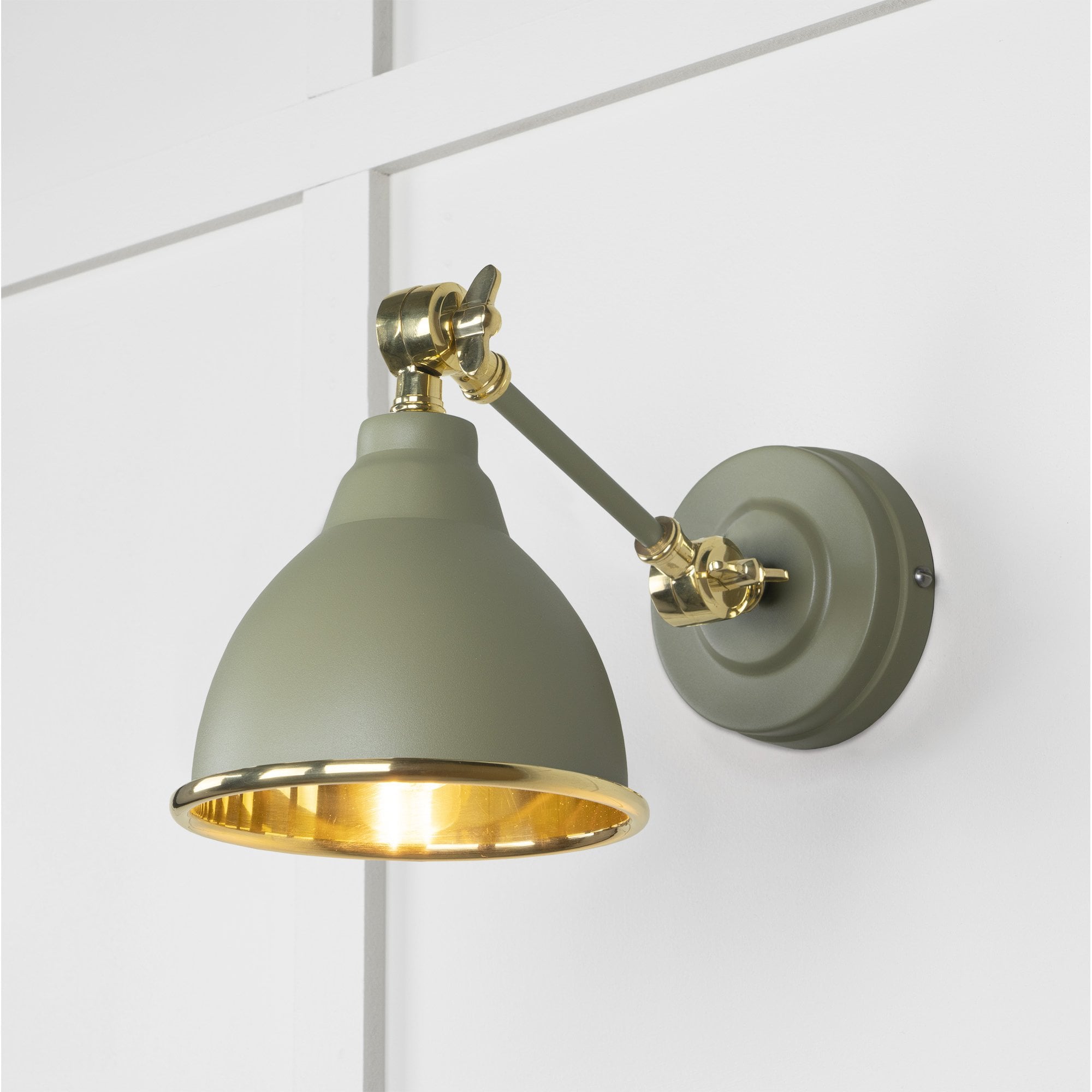 From The Anvil Smooth Brass Brindley Wall Light - Tump (Pale Green)