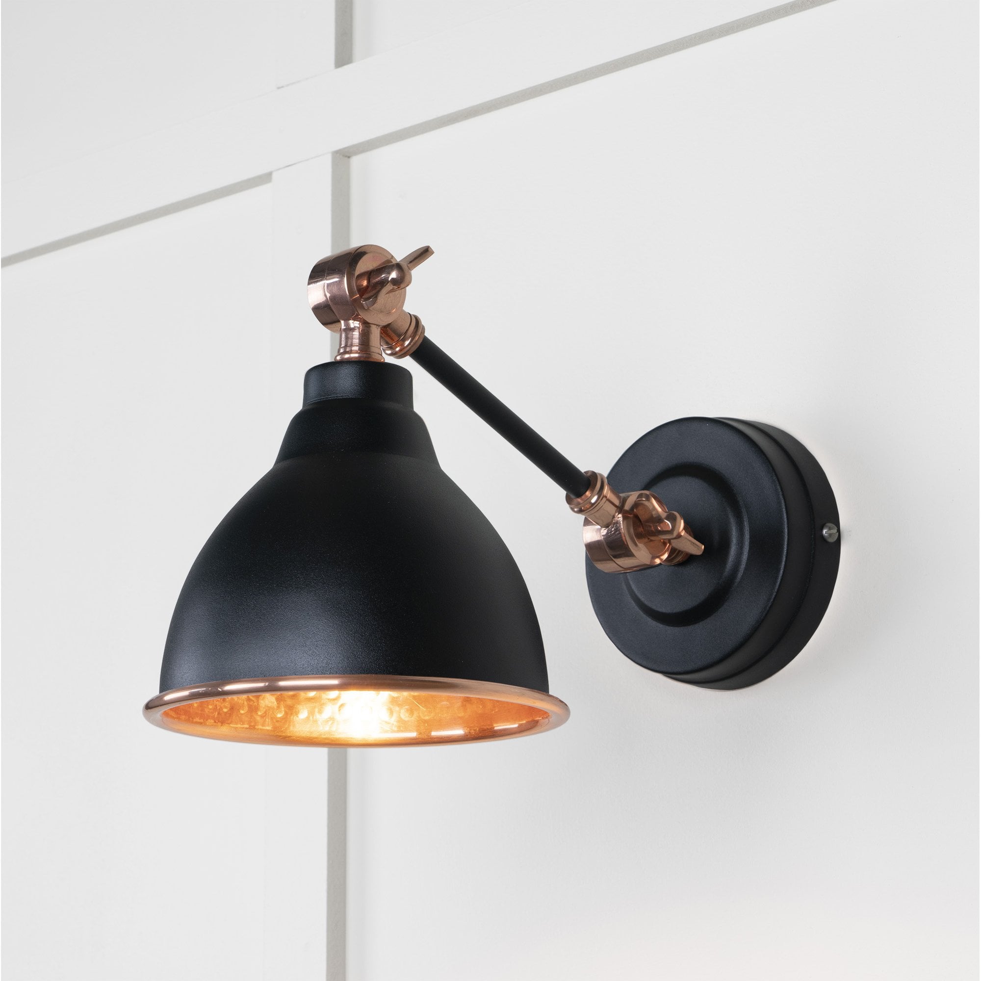 From The Anvil Hammered Copper Brindley Wall Light - Elan Black