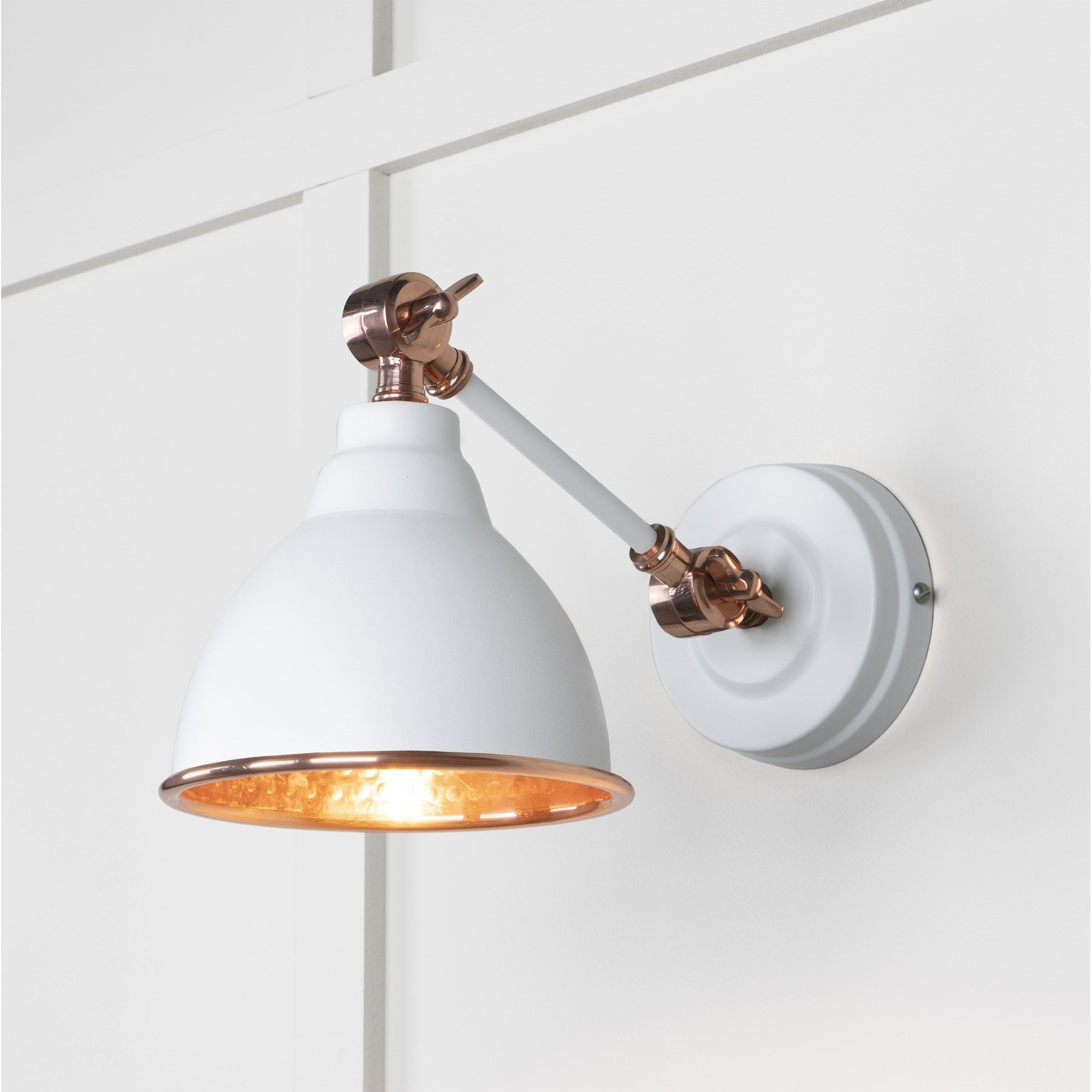 From The Anvil Hammered Copper Brindley Wall Light - Flock (Matt White)