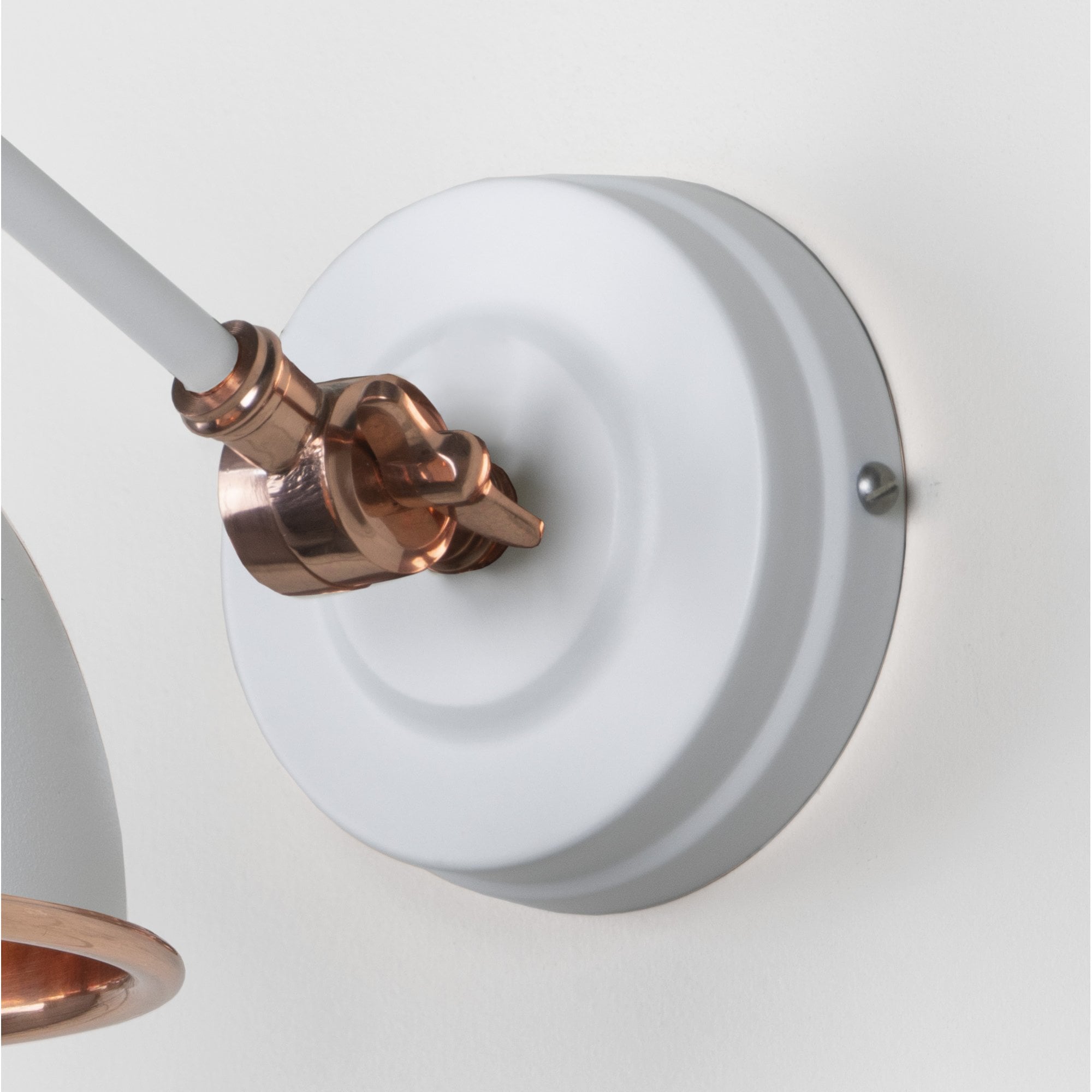 From The Anvil Hammered Copper Brindley Wall Light - Flock (Matt White)