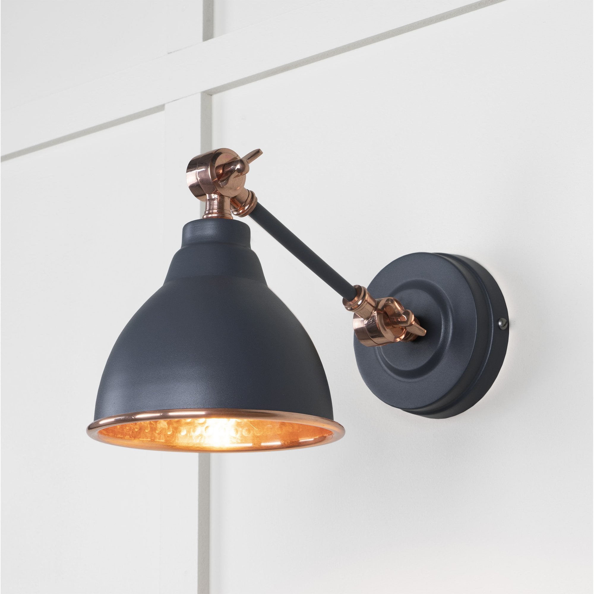 From The Anvil Hammered Copper Brindley Wall Light - Slate (Mid Grey)