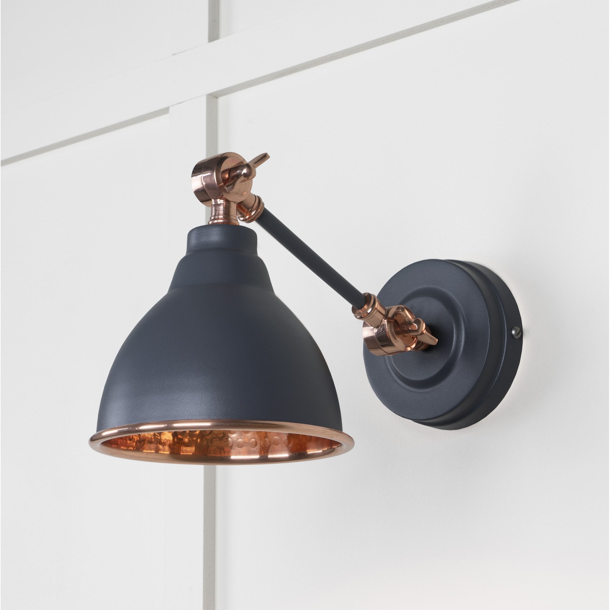 From The Anvil Hammered Copper Brindley Wall Light - Slate (Mid Grey)