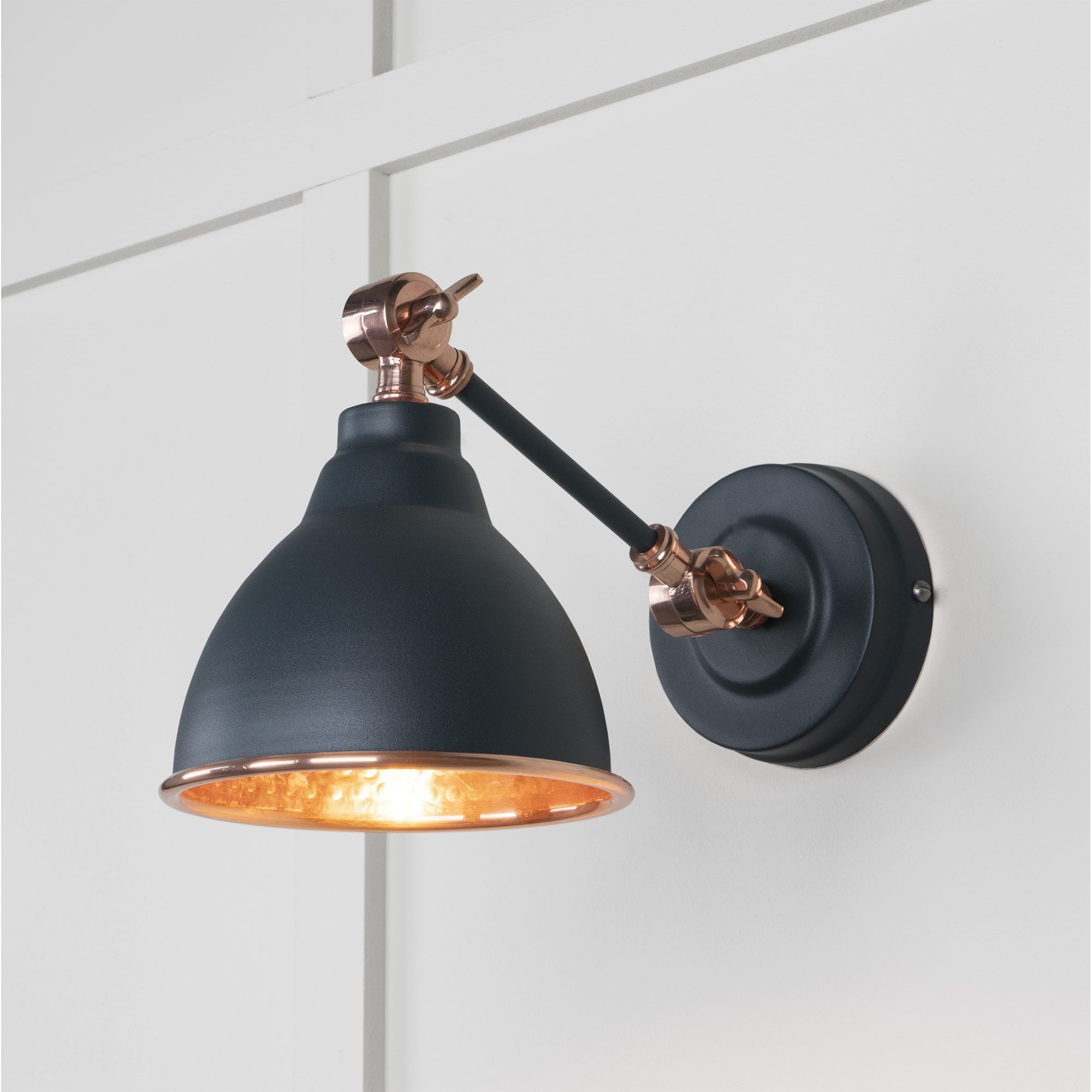 From The Anvil Hammered Copper Brindley Wall Light - Soot (Dark Grey)