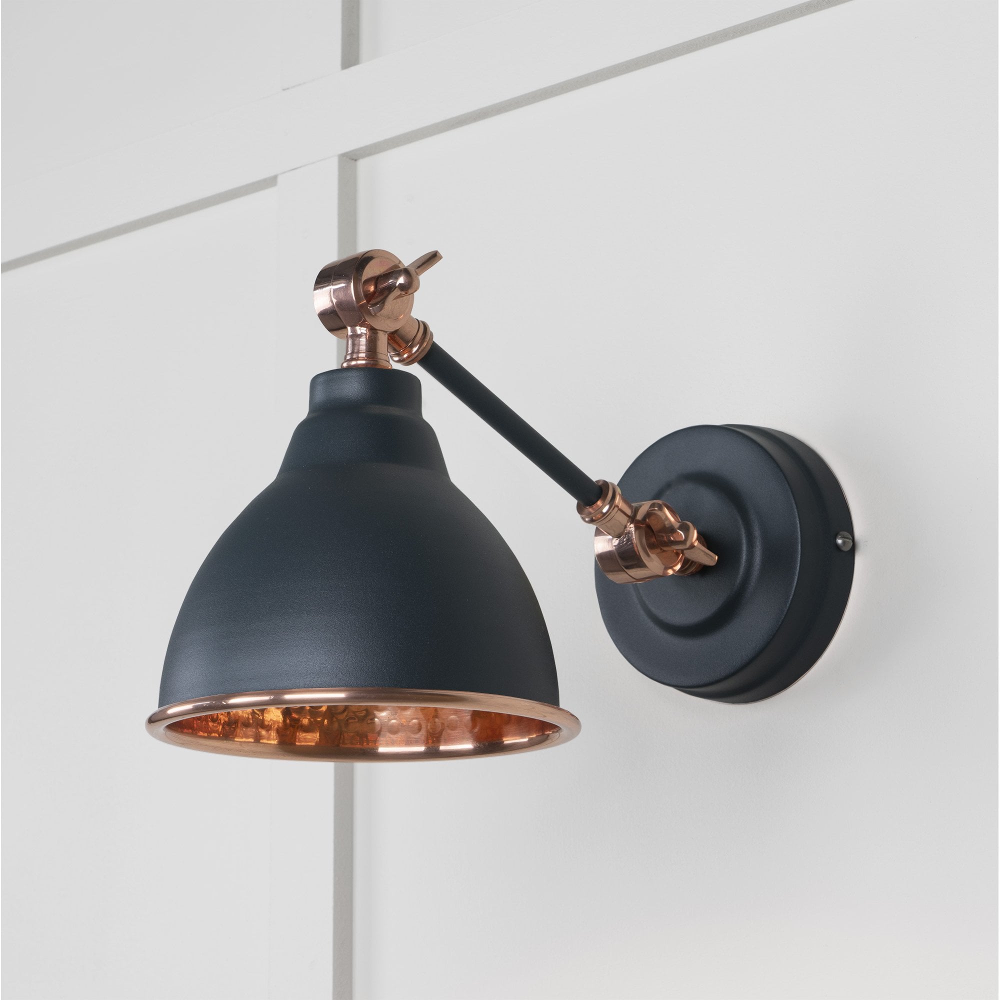 From The Anvil Hammered Copper Brindley Wall Light - Soot (Dark Grey)