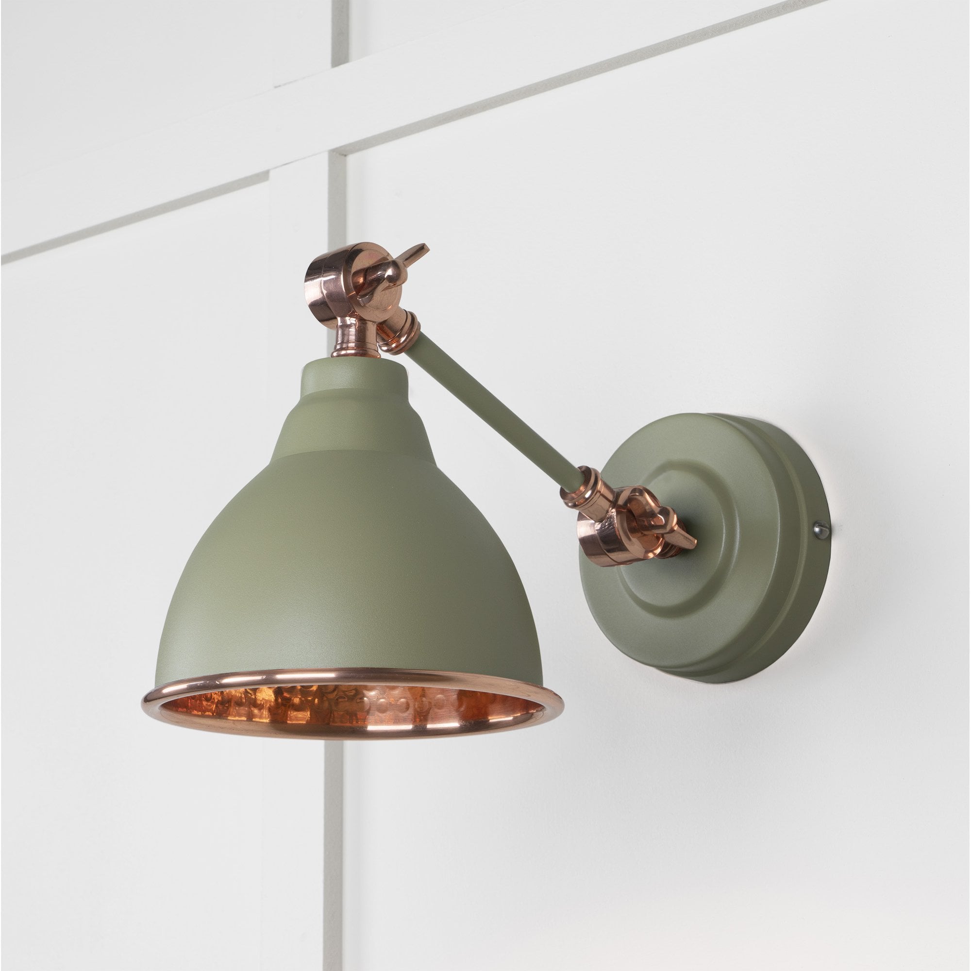 From The Anvil Hammered Copper Brindley Wall Light - Tump (Pale Green)