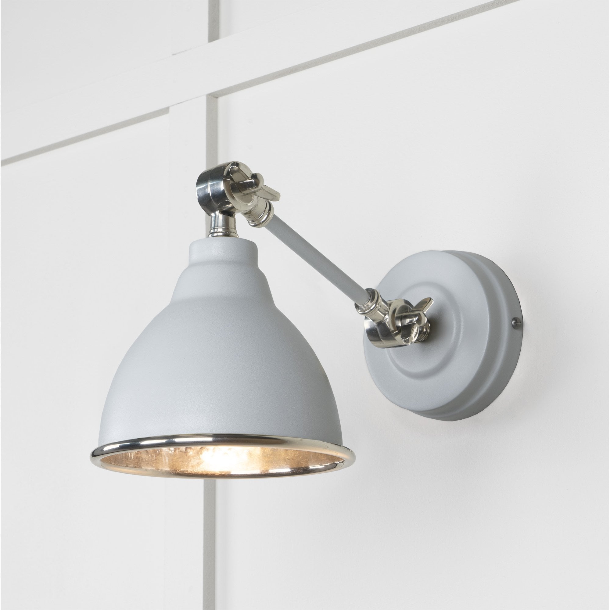From The Anvil Hammered Nickel Brindley Wall Light - Birch (Pale Grey)