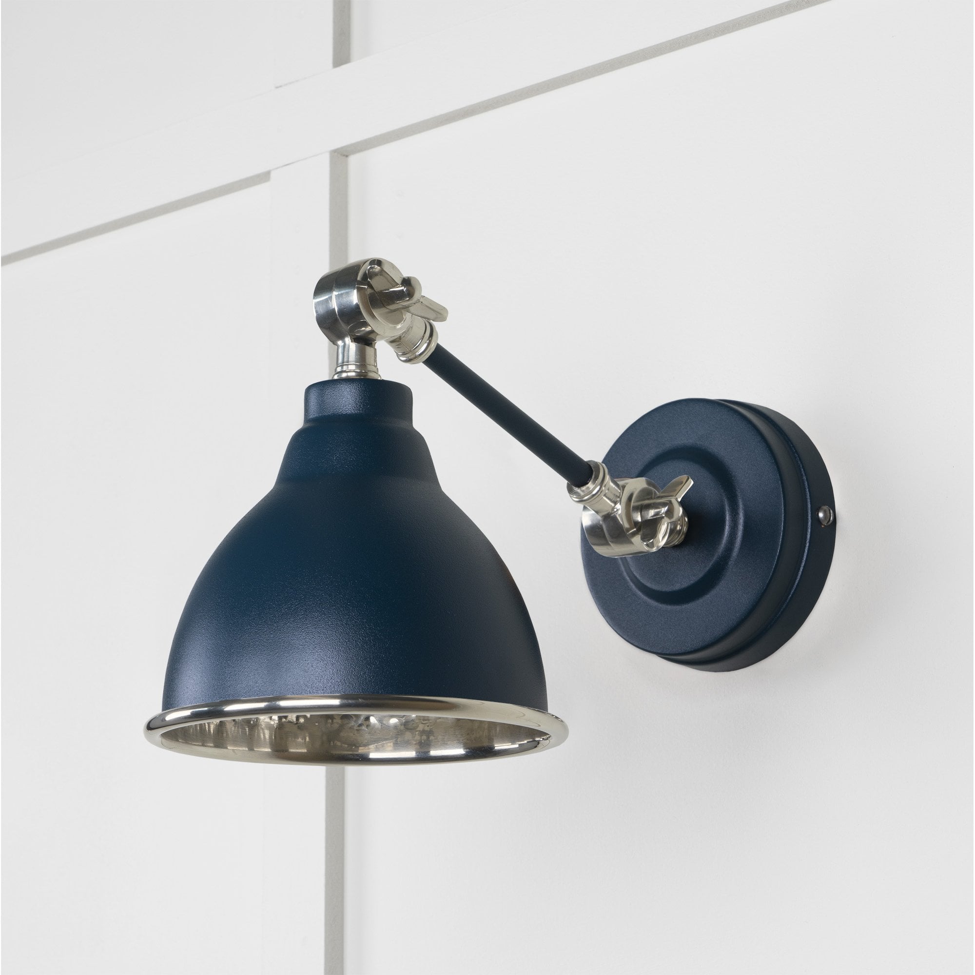From The Anvil Hammered Nickel Brindley Wall Light - Dusk (Dark Blue/Grey)