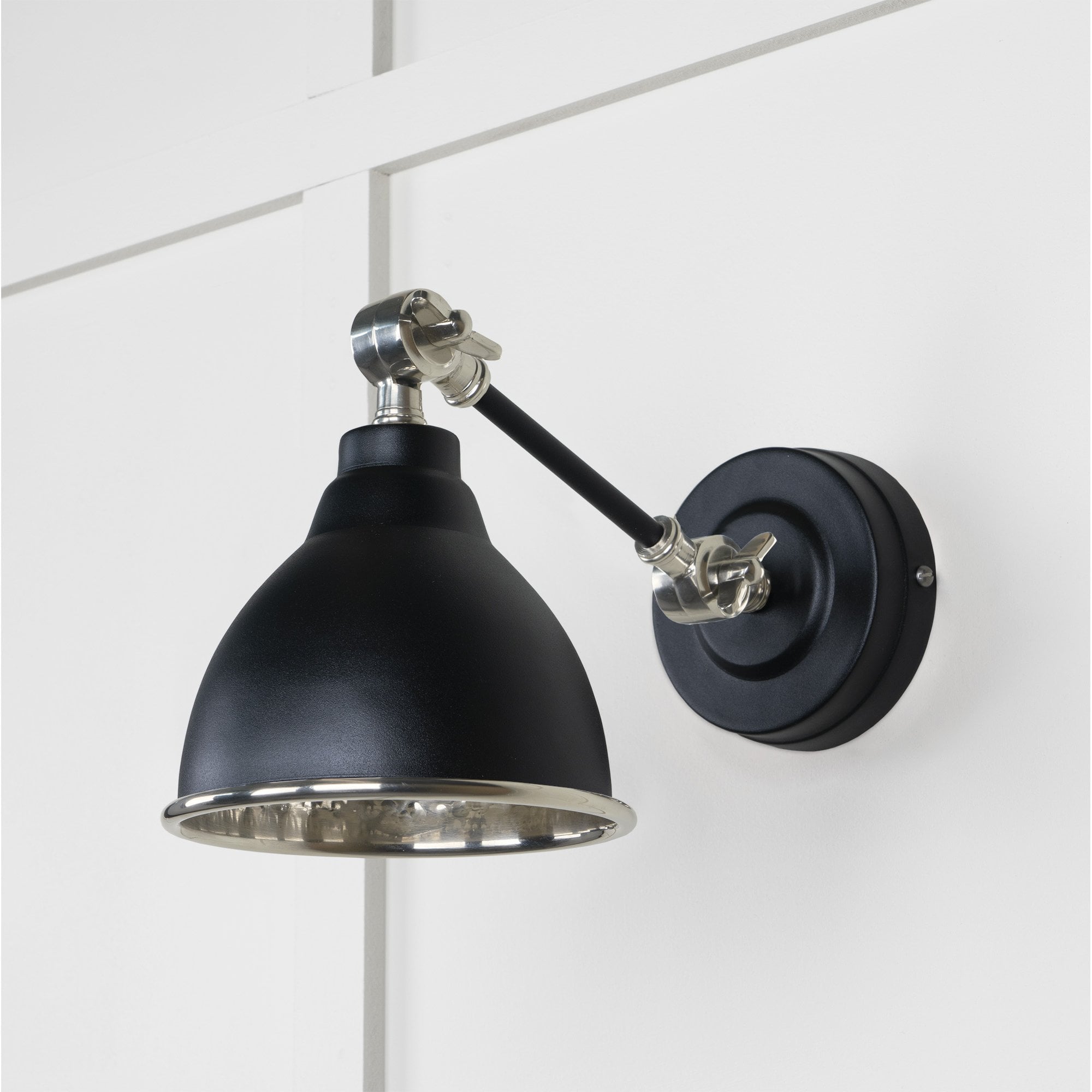 From The Anvil Hammered Nickel Brindley Wall Light - Elan Black
