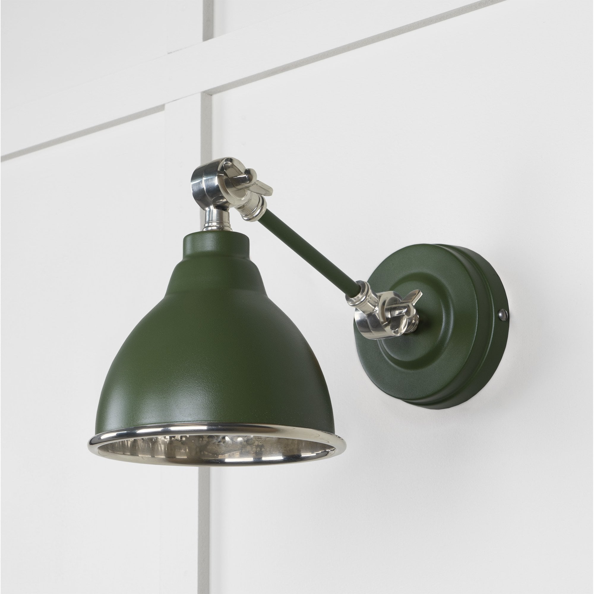 From The Anvil Hammered Nickel Brindley Wall Light - Heath (Earthy Green)